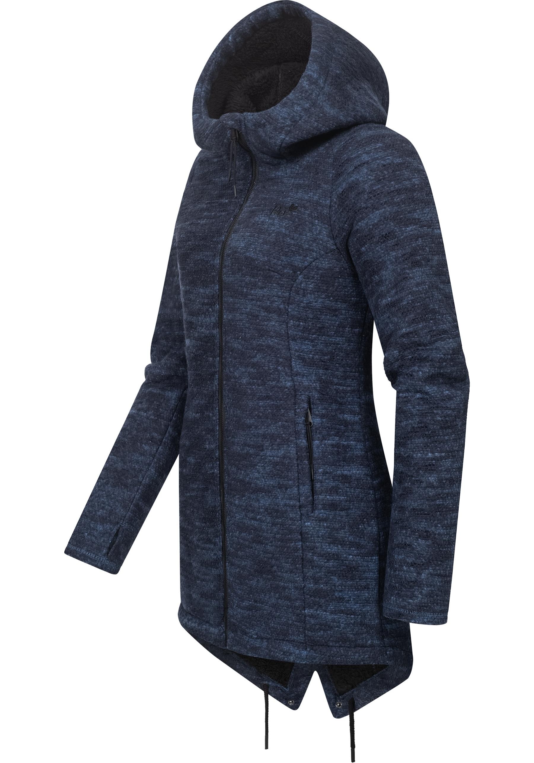 Ragwear Kapuzenstrickjacke »Wingi Melange«, Sportliche Kapuzenjacke mit Teddy-Kunstfell