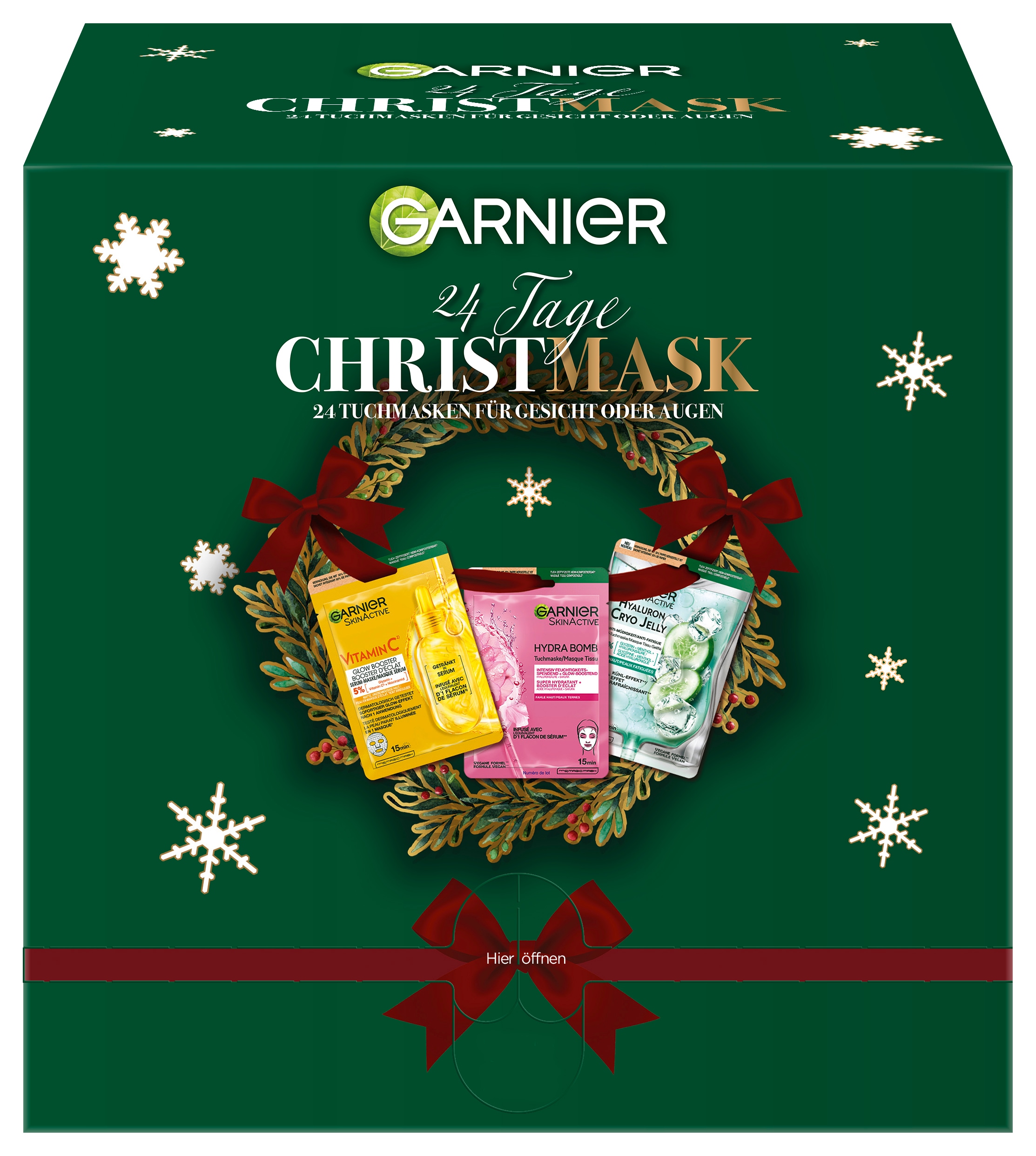 GARNIER Kosmetik-Adventskalender »Garnier Tuchmasken 24er Adventskalender« ab 13 Jahren mit Hyaluron, entspannend