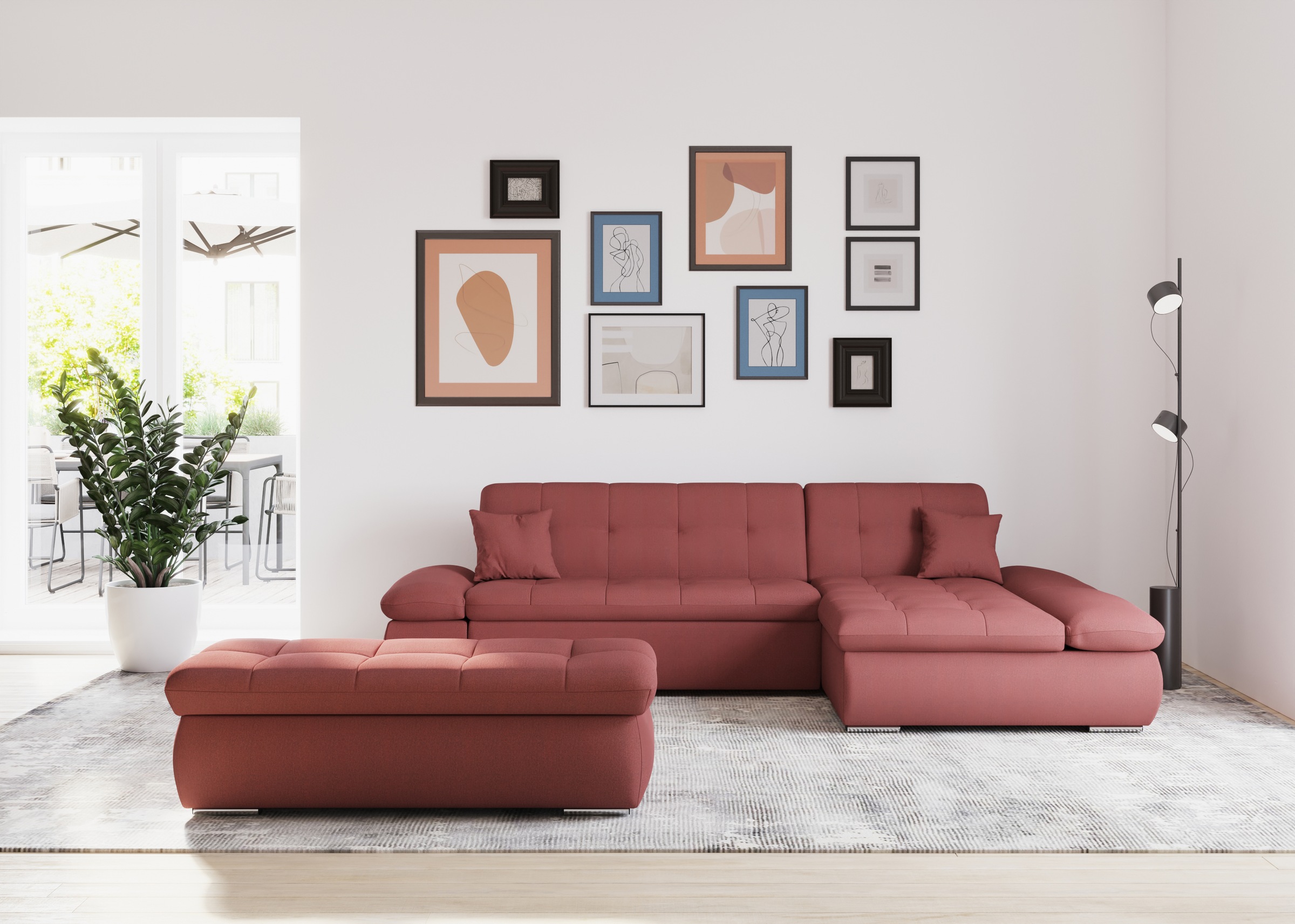 DOMO collection Ecksofa »Moric Schlafsofa B/T/H 300/172/80 cm, auch in Cord, L-Form«, XXL-Format, wahlweise auch mit Bettfunktion und Armverstellung