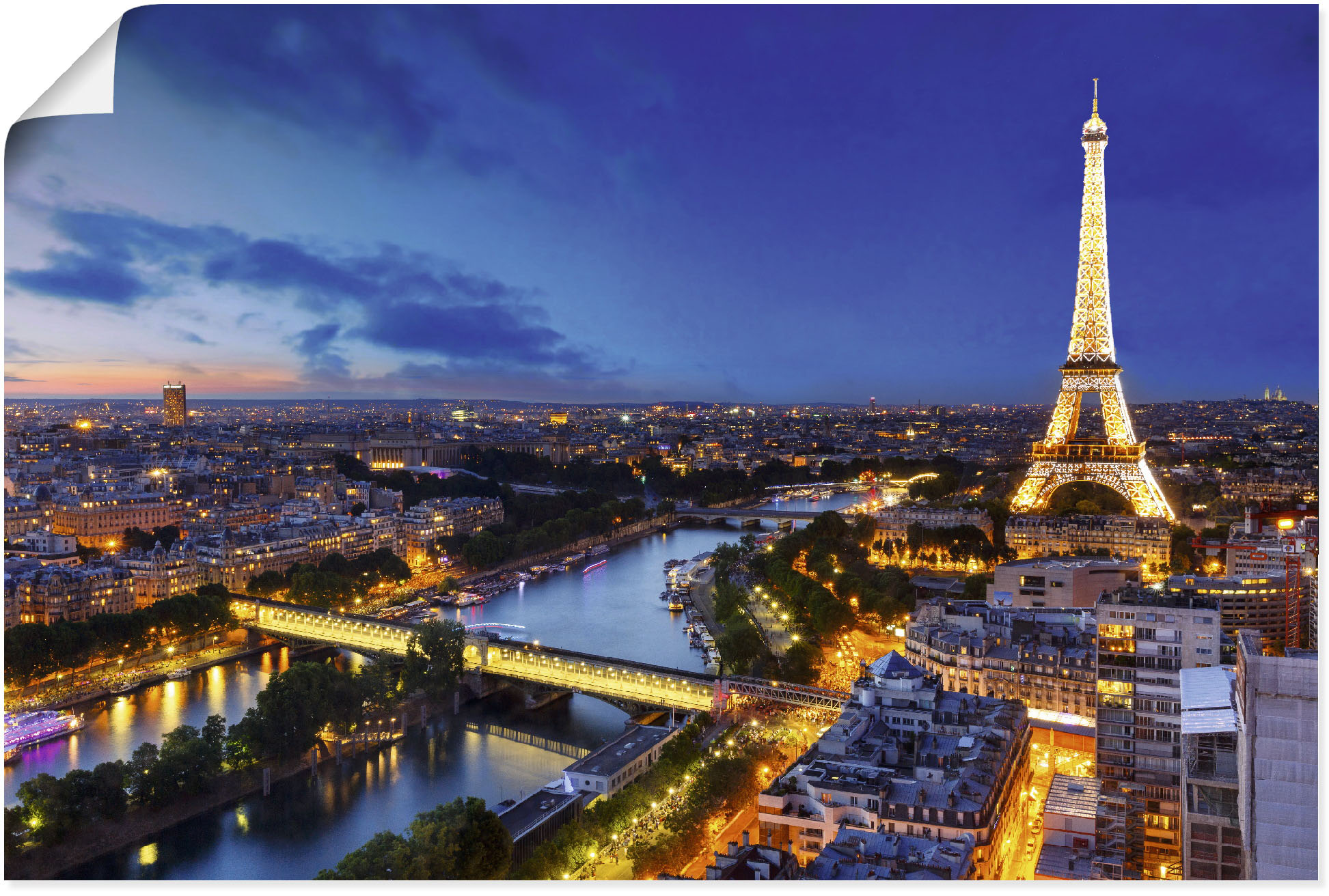 Artland Wandbild "Eiffelturm und Seine am Abend, Paris" Paris 1 Stk. tlg. als Leinwandbild, Poster in verschied. Größen