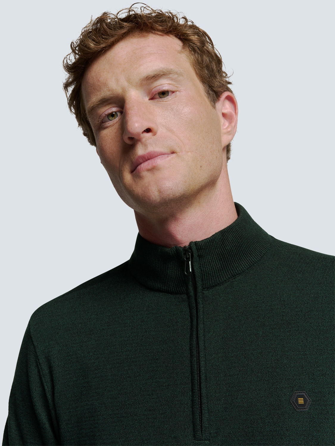 NO EXCESS Rundhalspullover »No Excess Pullover mit halbem Reißverschluss«