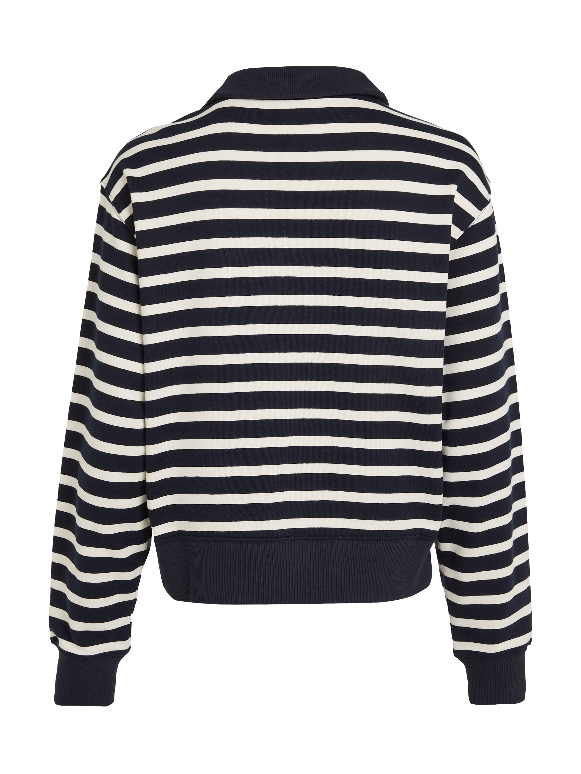 Tommy Hilfiger Sweater »SMD BRETON STRIPE 1/2 ZIP HWK«, Polokragen mit Reißverschlusss, gestreift, Logostickerei