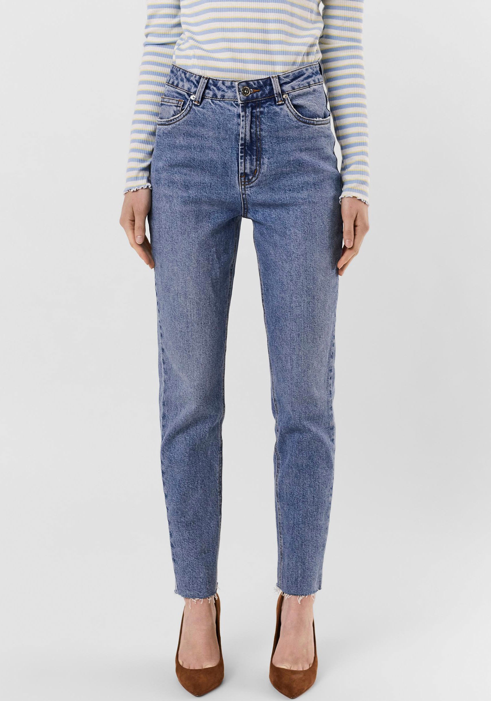 Vero Moda Straight-Jeans "VMBRENDA" mit leicht ausgefranstem Saum, stonewas günstig online kaufen