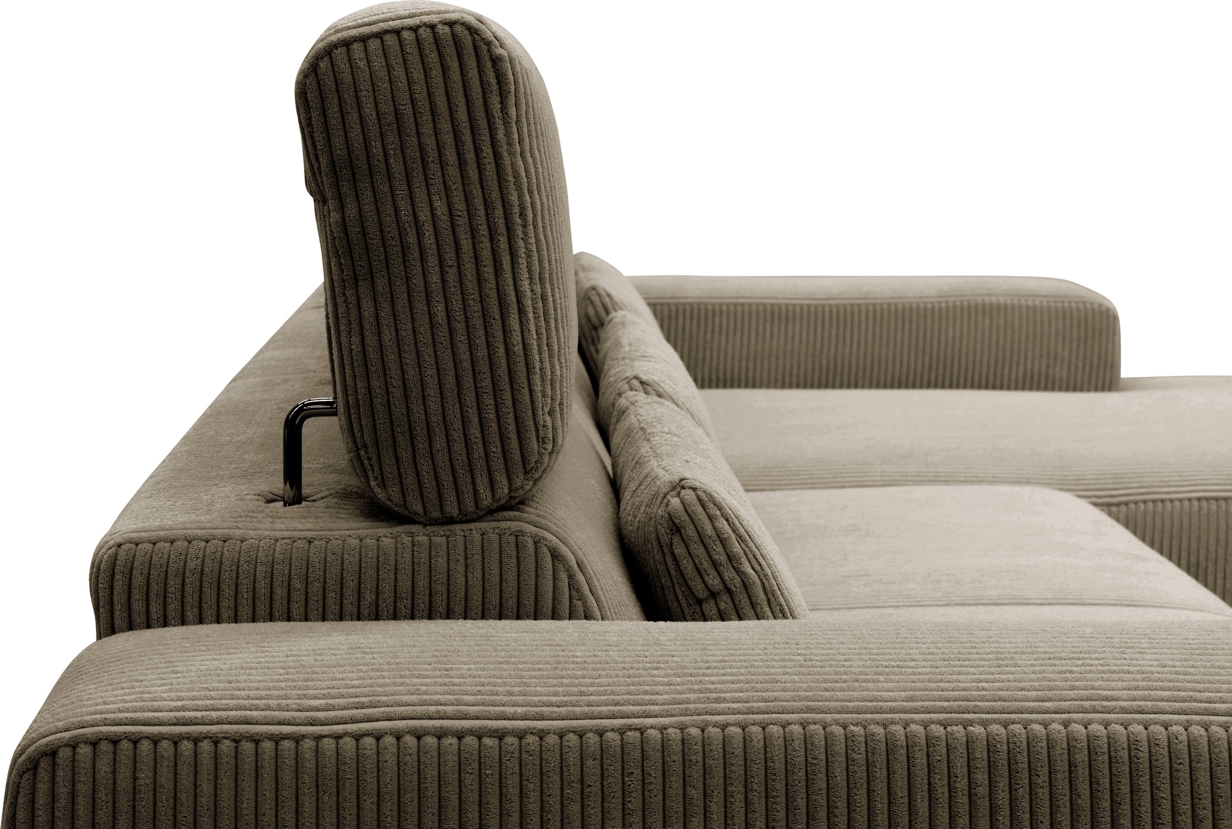 DOMO collection Ecksofa »Brandon große Ausführung B/T/H: 289/177/80 cm, auch in Leder und Cord«, mit Kopfteilverstellung, wahlweise Sitztiefenverstellung, L-Form
