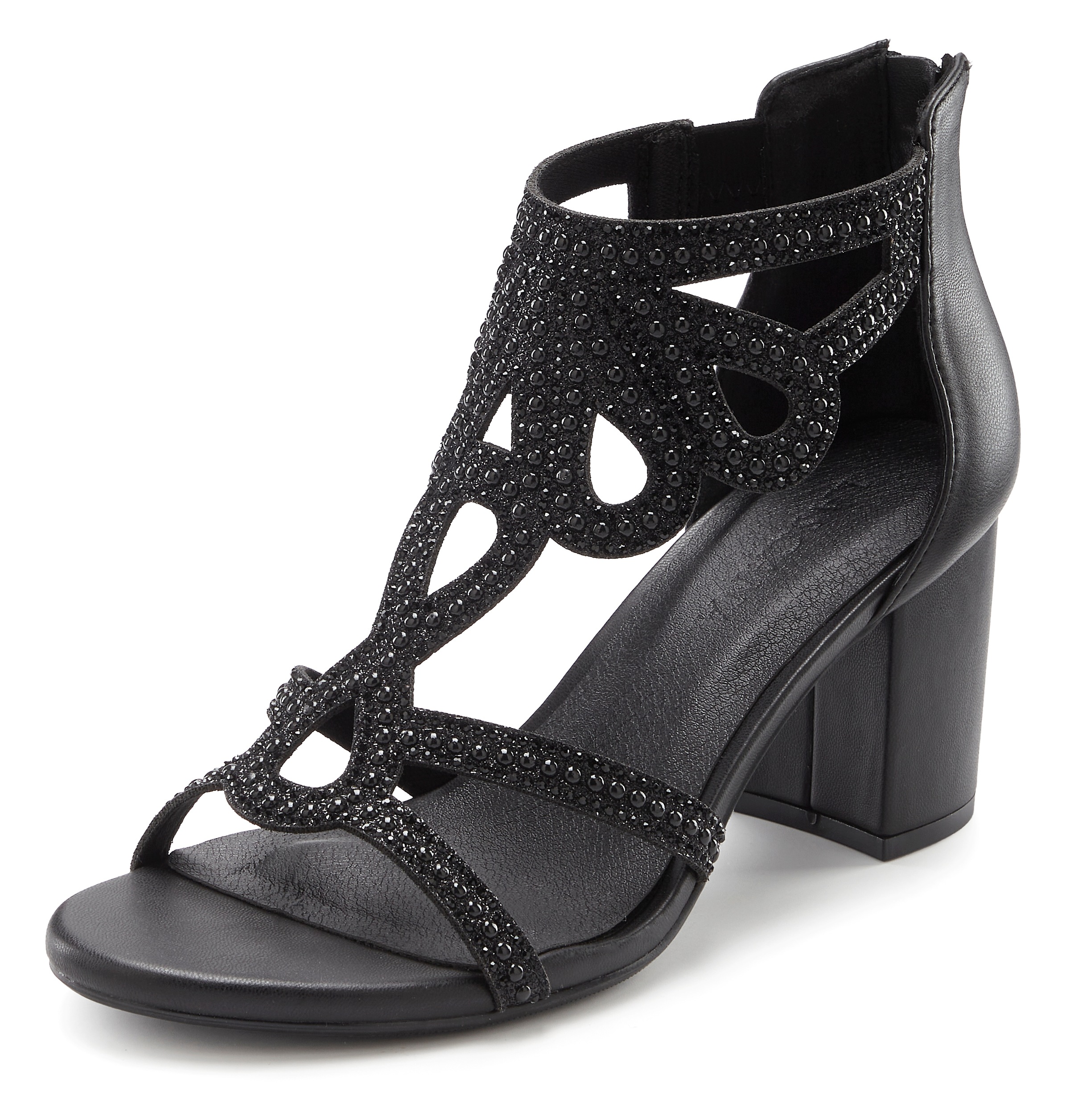 LASCANA Sandalette "Sandale, Sommerschuh" mit Blockabsatz und Glitzersteinc günstig online kaufen