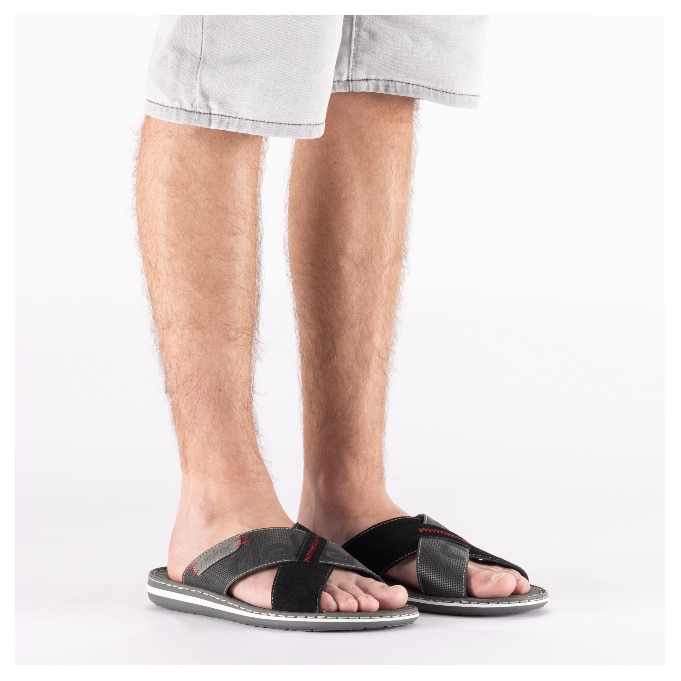 Rieker Pantolette  Sommerschuh, Schlappen, Poolslides, mit Kontraststeppung