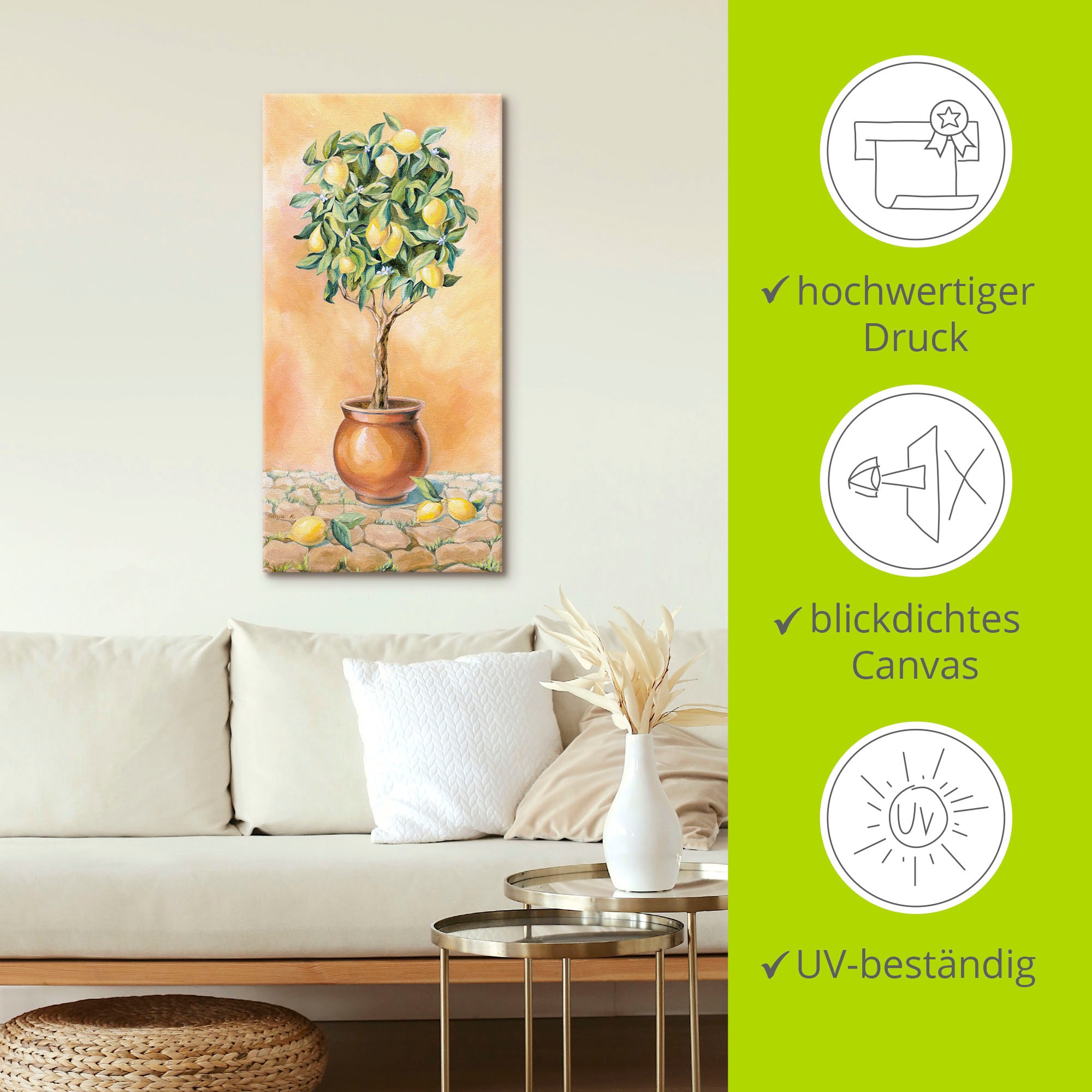 Artland Wandbild »Zitronenbaum I«, Pflanzen, (1 St.), als Alubild, Outdoorbild, Leinwandbild in verschied. Größen