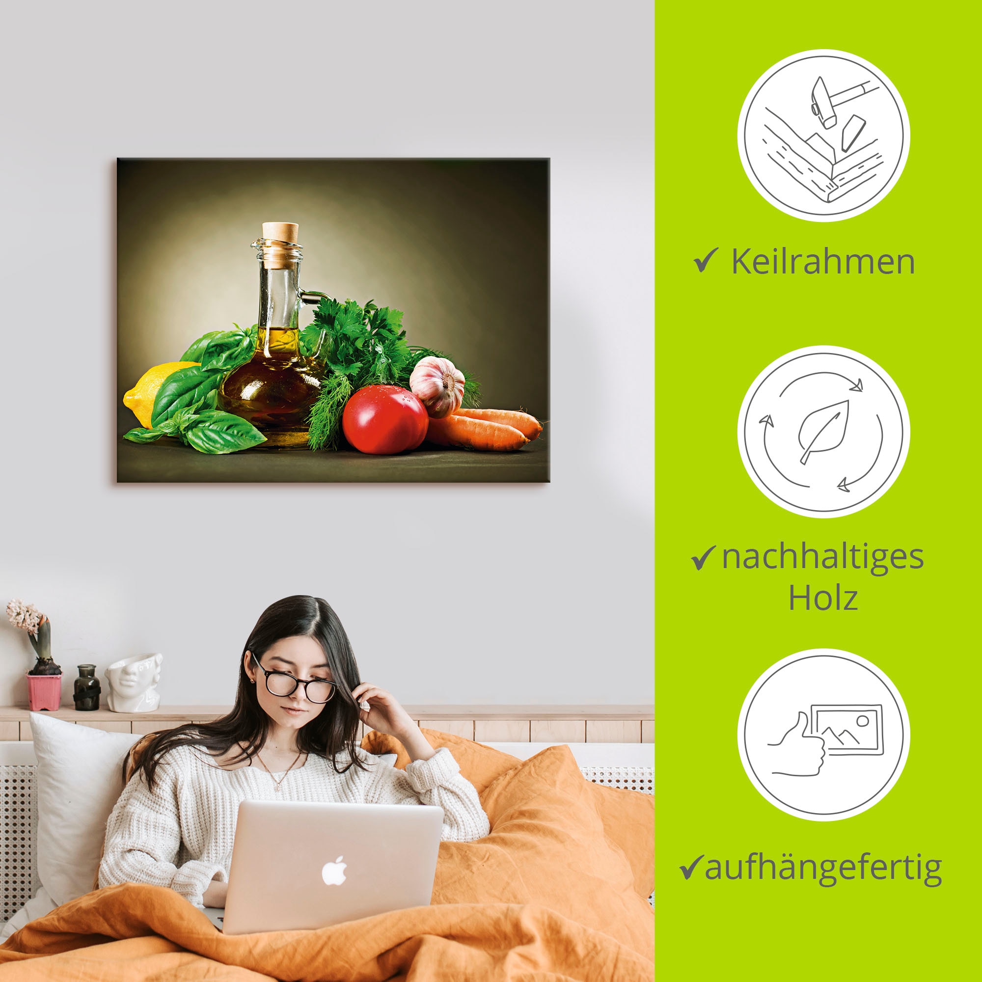 Artland Wandbild »Gesundes Gemüse und Gewürze«, Lebensmittel, (1 St.), als Leinwandbild, Poster, Wandaufkleber in verschied. Größen