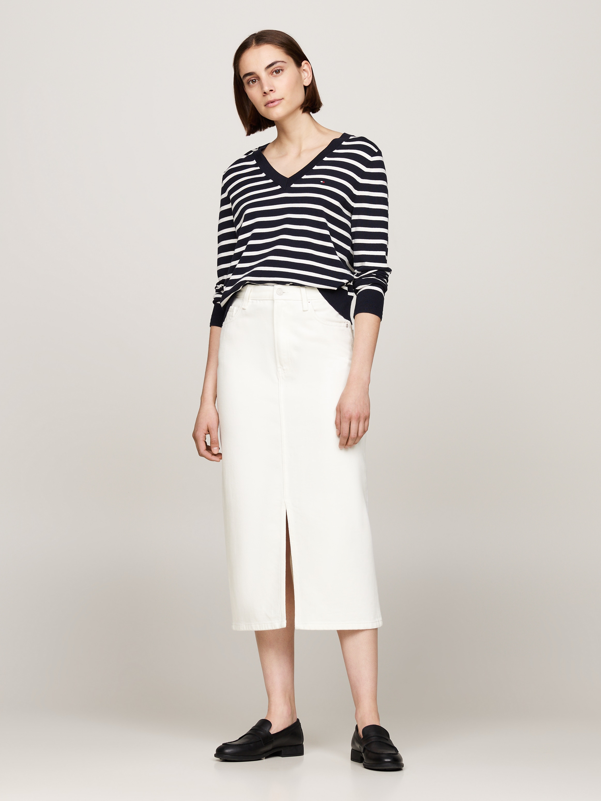 Tommy Hilfiger Bleistiftrock »MIDI STRAIGHT SKIRT HW ECRU«, im 5-Pocket-Style