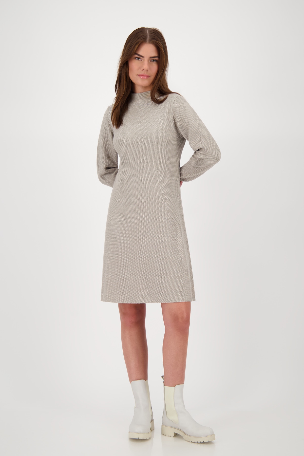 Monari Strickkleid "Kleid Strick Lurex 92cm" Ohne Tasche Mit Rundhalsaussch günstig online kaufen
