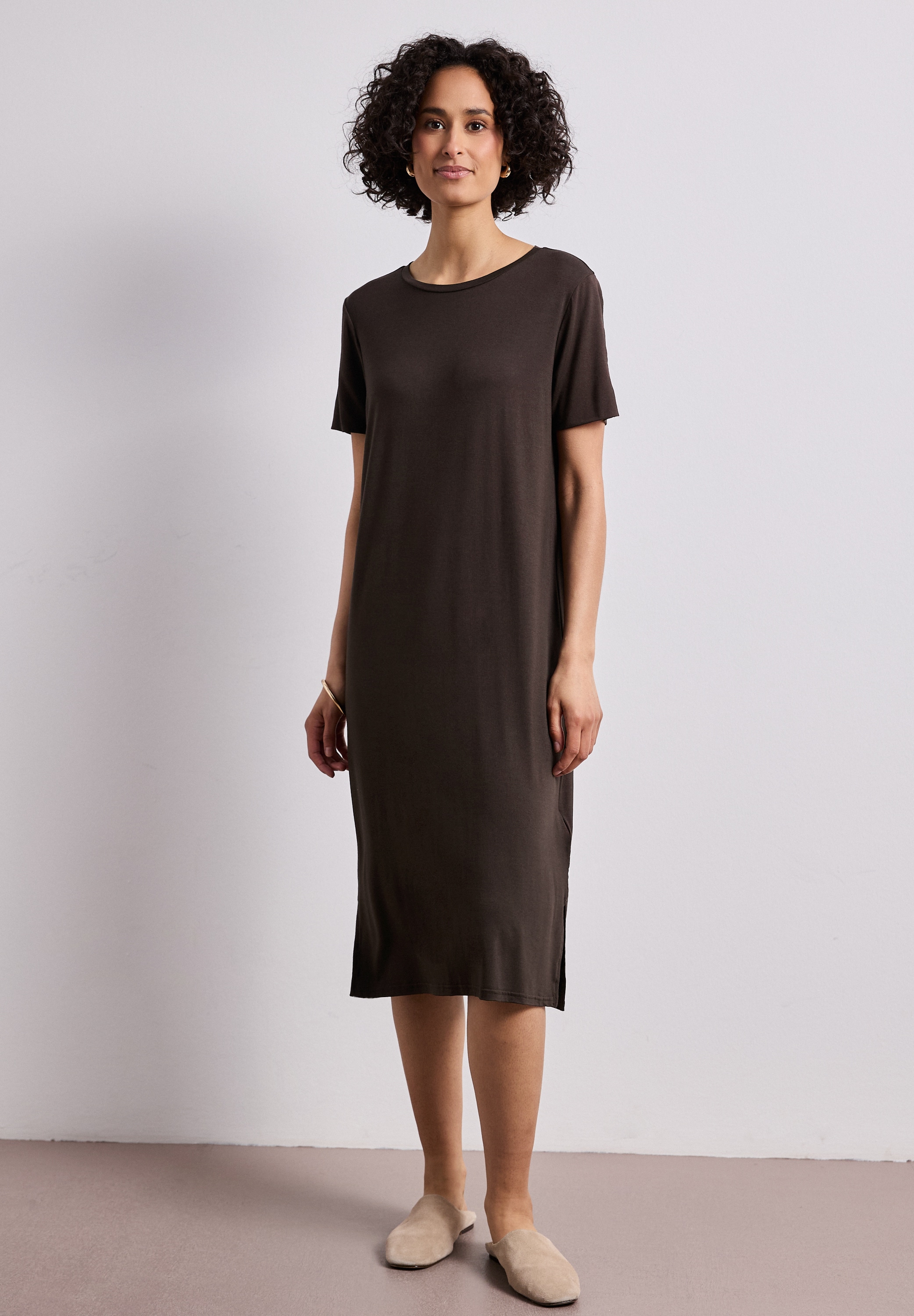 STREET ONE Midikleid Ohne Taschen in Unifarbe