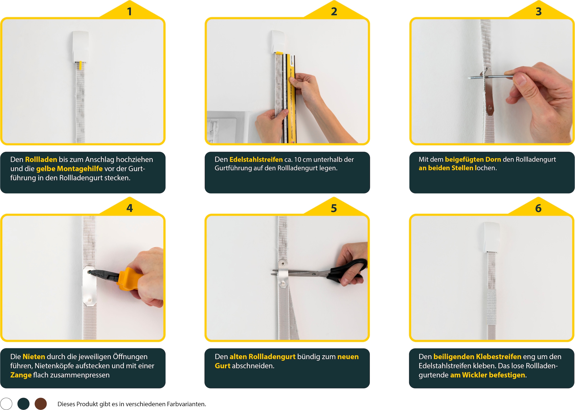 SCHELLENBERG Reparatur-Set »Rollladen Gurtfix für das Rollladensystem Mini« Set, 1 Stk. tlg. für alte Gurtbänder in unterschiedlichen Farben, 14 mm x 4,3 m