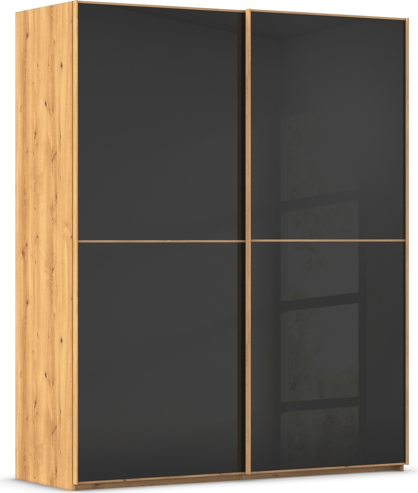 rauch Schwebetürenschrank "Kleiderschrank Schrank Garderobe Schlafzimmerschrank SCALE-DUO" edle zweigeteilte Türen Glas-Front mit 3 Zierleisten MADE IN GERMANY