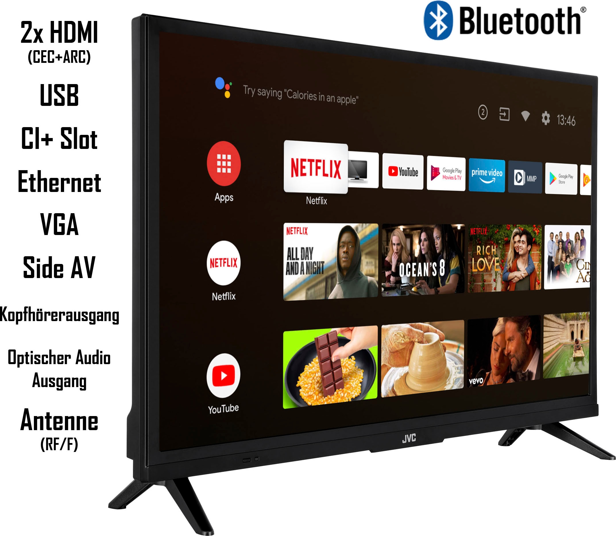 JVC LED-Fernseher »LT-32VAH3055«, 80 cm/32 Zoll, HD-ready, Android TV, HDR, Triple-Tuner, Google Play Store, Bluetooth
