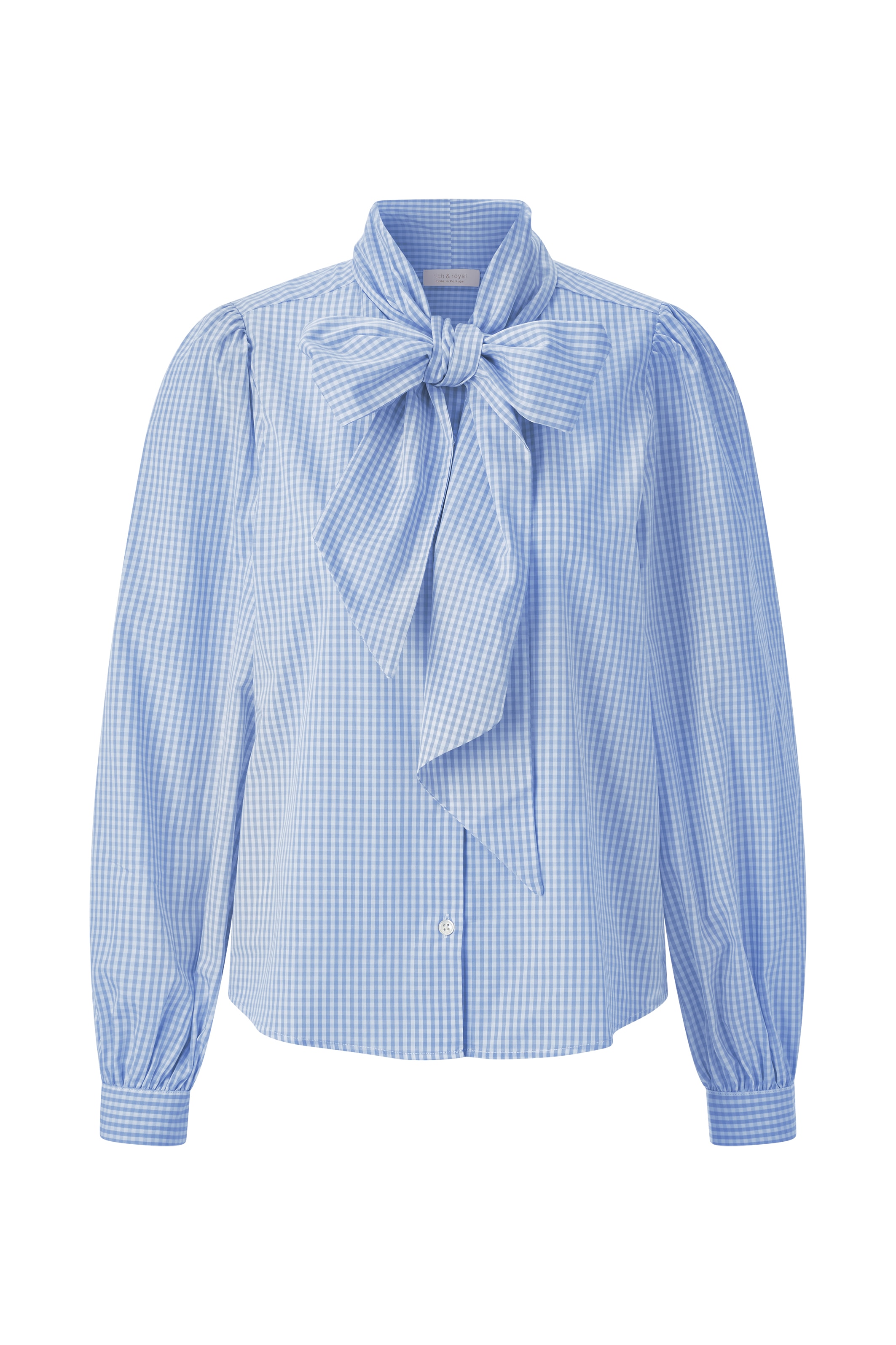 RICHROYAL Karobluse, mit Schleifenkragen, femininer Schnitt, Puffärmel