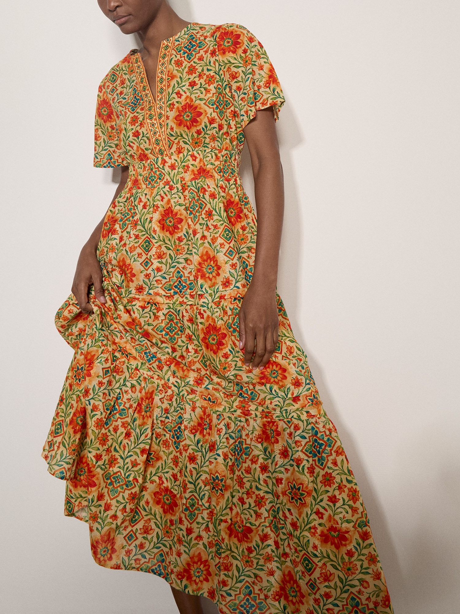 Apricot Druckkleid »Blumenkleid« mit Volant