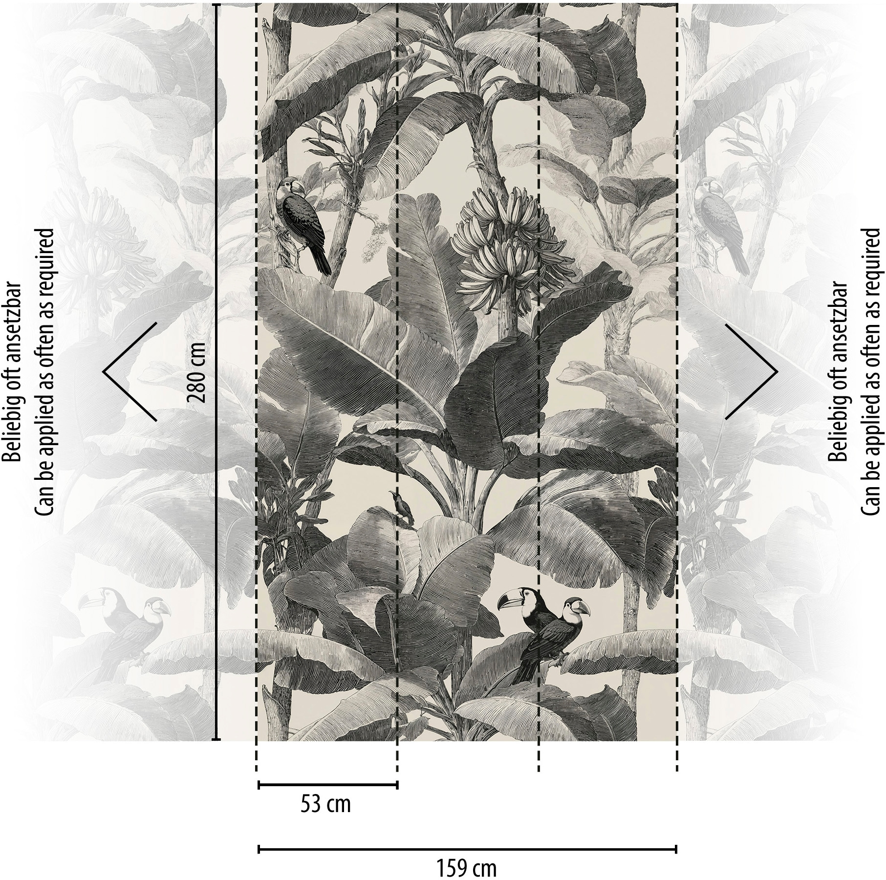 living walls Fototapete »The Wall 4 Botanic – Tropische Bananenbäume Vlies-Fototapete« botanisch | matt | tropisch leicht strukturiert Tropische Bananenbäume mit dekorativer Tiefenwirkung