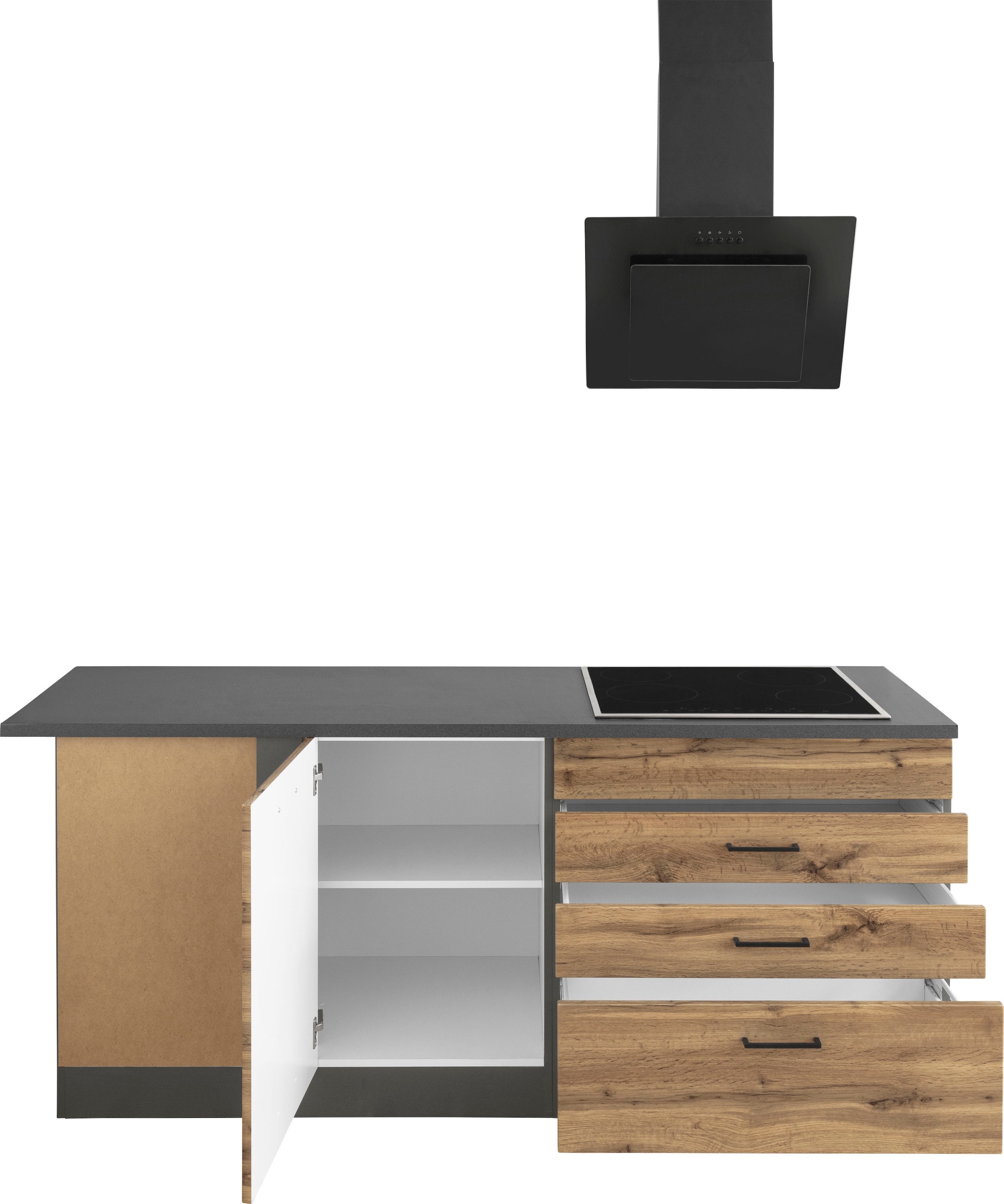 KOCHSTATION Küchenzeile »KS-Trier«, mit E-Geräten, Stellbreite 280/190 cm