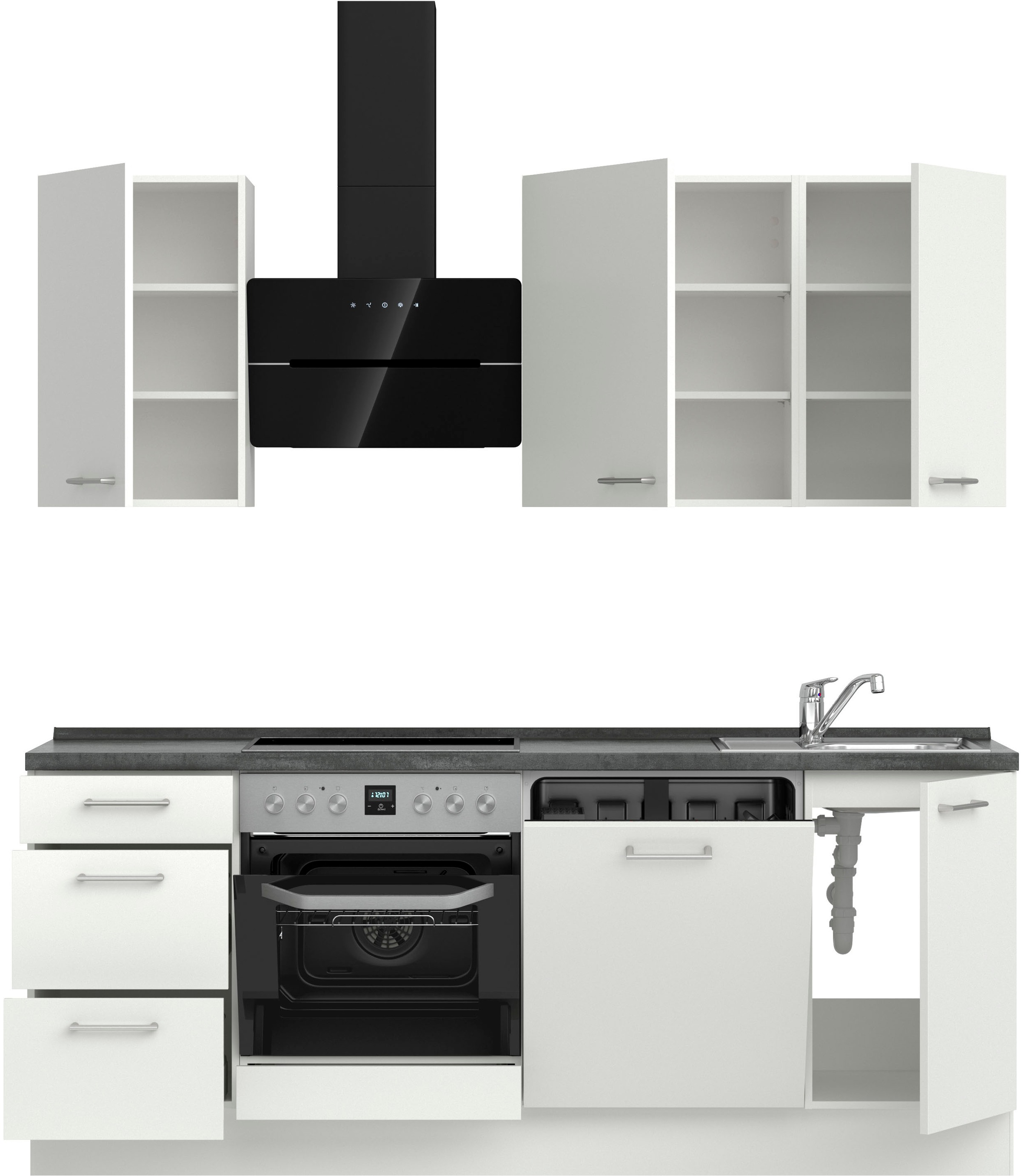 nobilia® Küchenzeile »"Laser II"«, vormontiert, Ausrichtung wählbar, Breite 210 cm, wahlw. mit E-Geräten