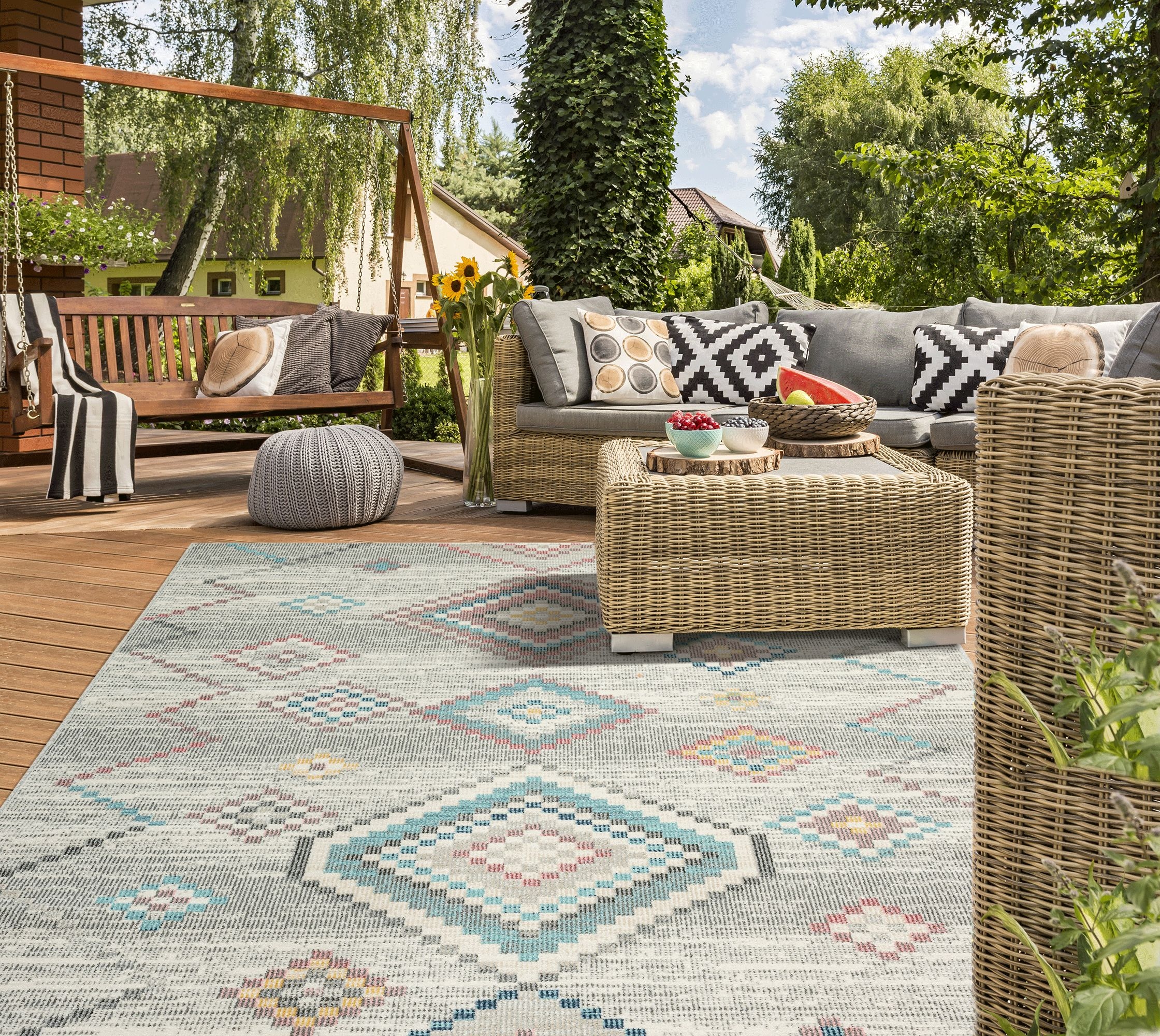 the carpet 1100000002199 »Palma« rechteckig 4 mm Höhe Outdoor moderner robuster In und Outdoor Teppich
