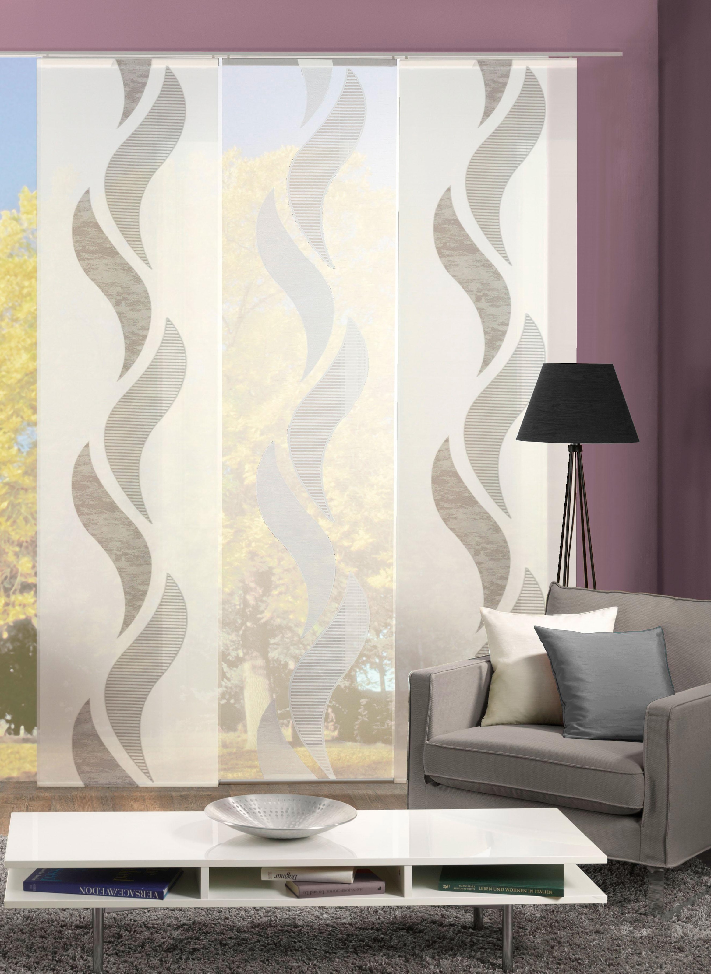 HOME WOHNIDEEN Schiebegardine "MATHIEU" Klettband 1 Stk. tlg. HxB: 245x60, günstig online kaufen