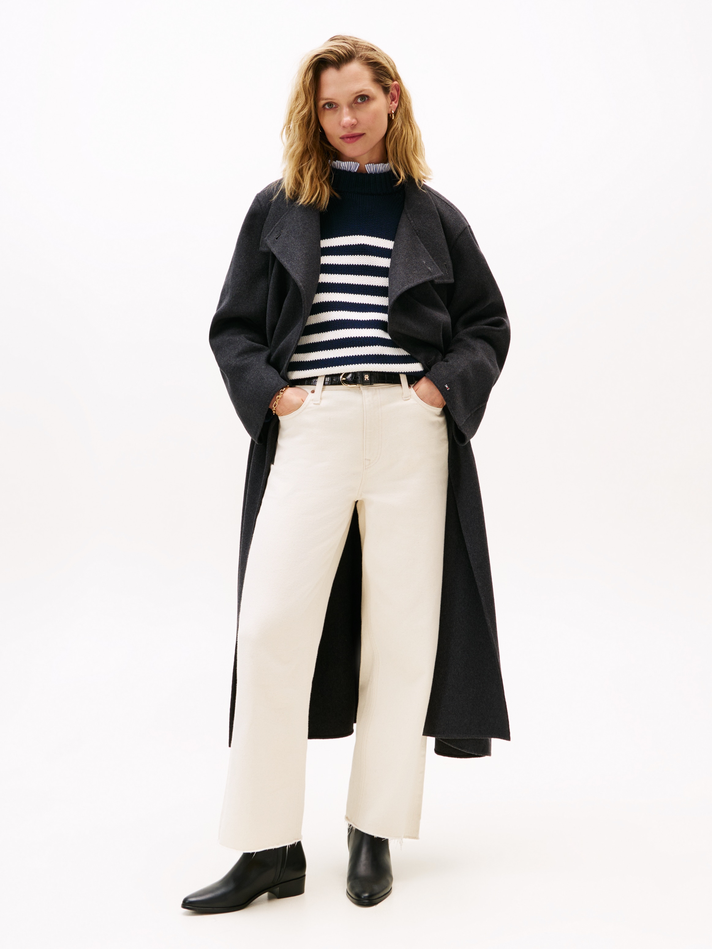 Tommy Hilfiger Stiefelette »TH LEATHER POINTY ZIP BOOTIE«, Blcokabsatz, Businessschuh, Westernstiefelette in spitzer Form