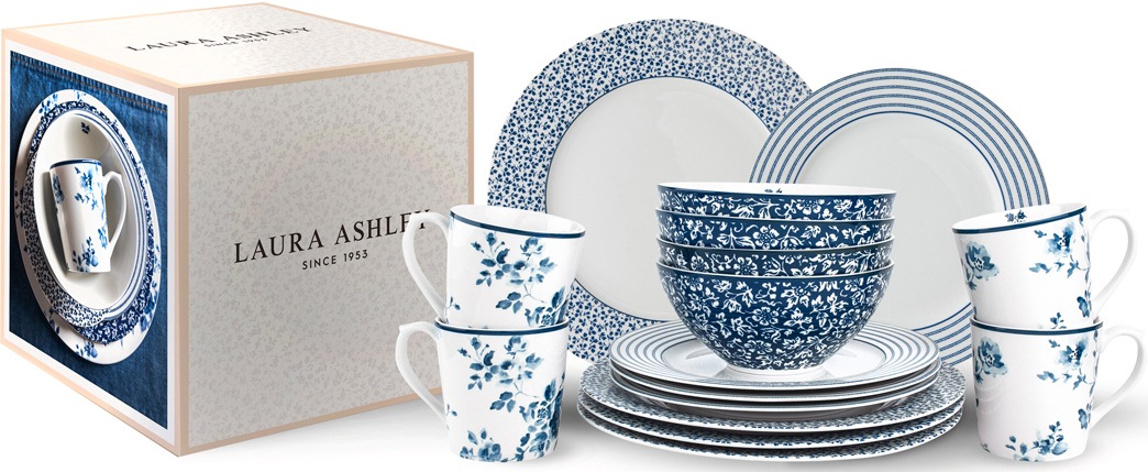 LAURA ASHLEY BLUEPRINT COLLECTABLES Kombiservice »Geschirr-Set, Service China Rose, Sweet Allysum, Floris, Candy Stripe«, (Set, 16 tlg., Geschirrset), 16 Teile, für 4 Personen