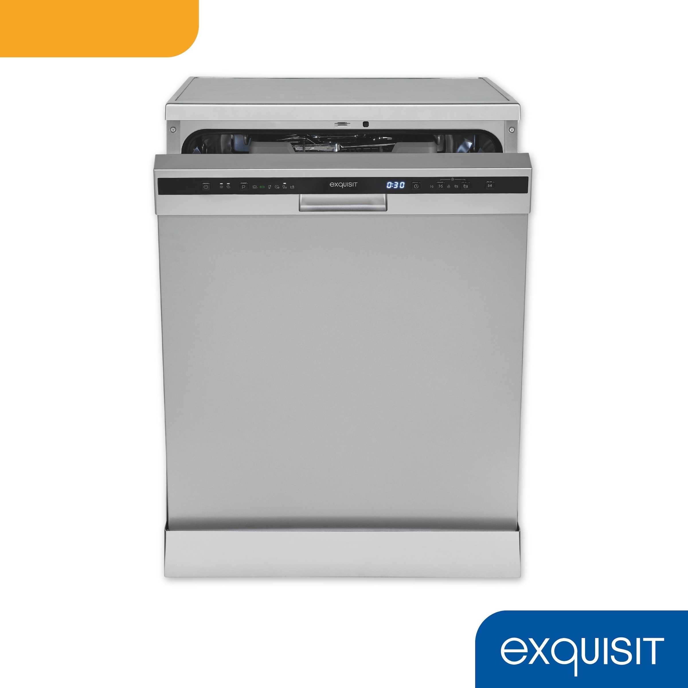 exquisit Standgeschirrspüler 6314 »GSP6314-030C silber« 10,2 l 14 tlg. Maßgedecke 14 Maßgedecke, 6 Programme, LED, Besteckschublade