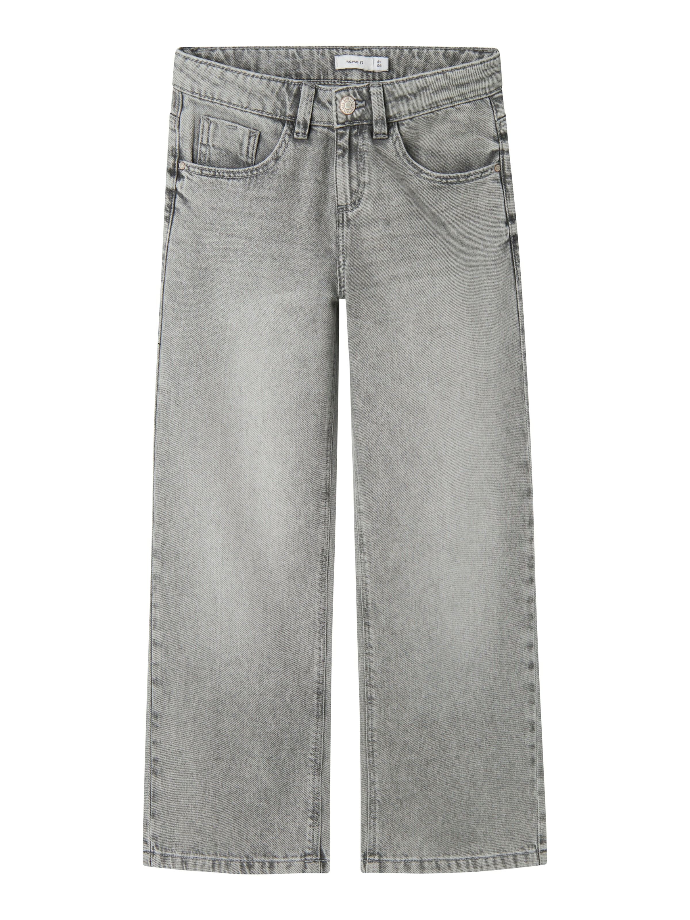 Name It Weite Jeans »NKFROSE für Mädchen mit weitem Bein und klassischem Sitz«, normal, Denim, Abriebeffekte, Reißverschluss
