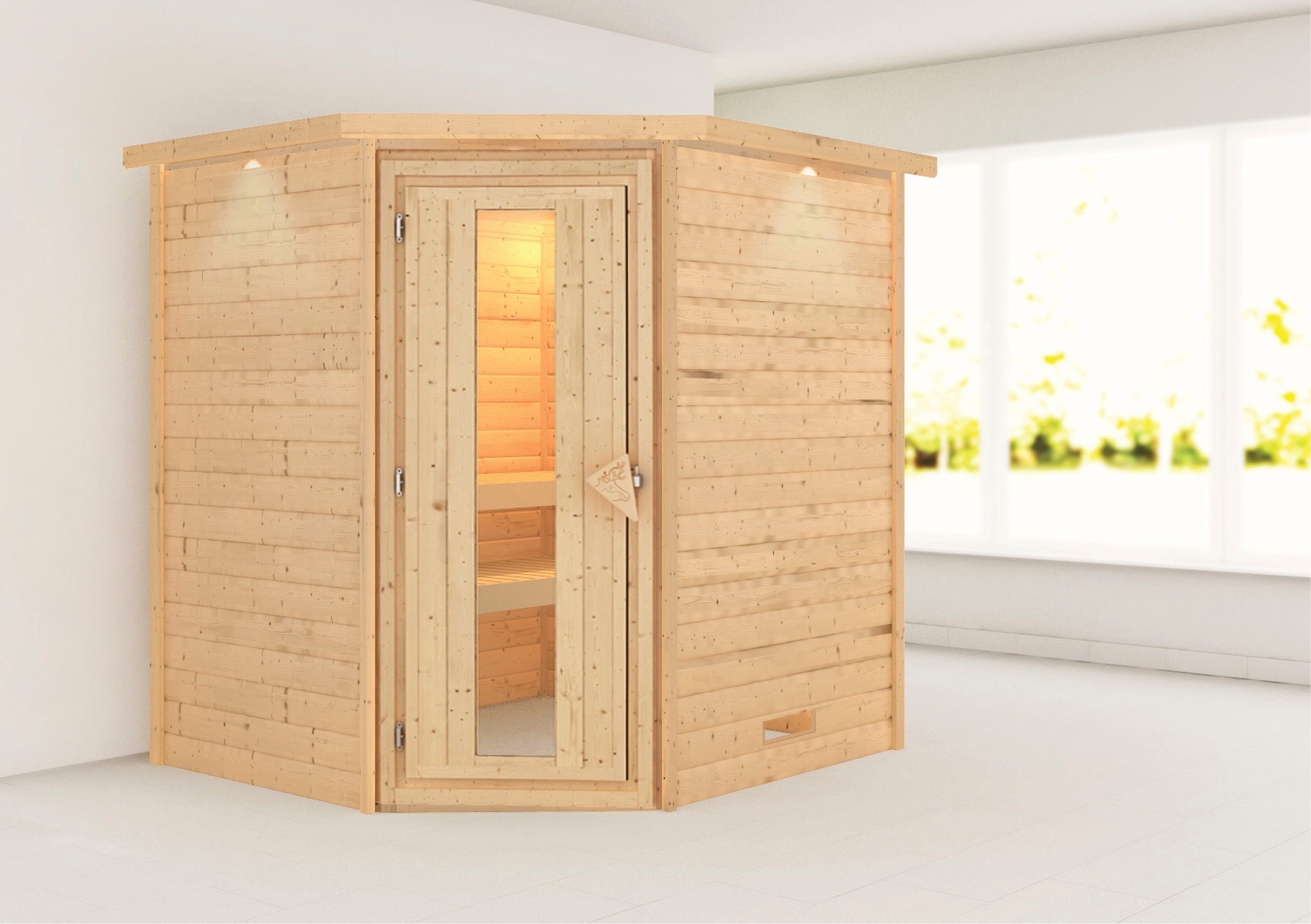 Sauna »Mia (Fronteinstieg)«, inklusive Ofenschutzgitter und Tür