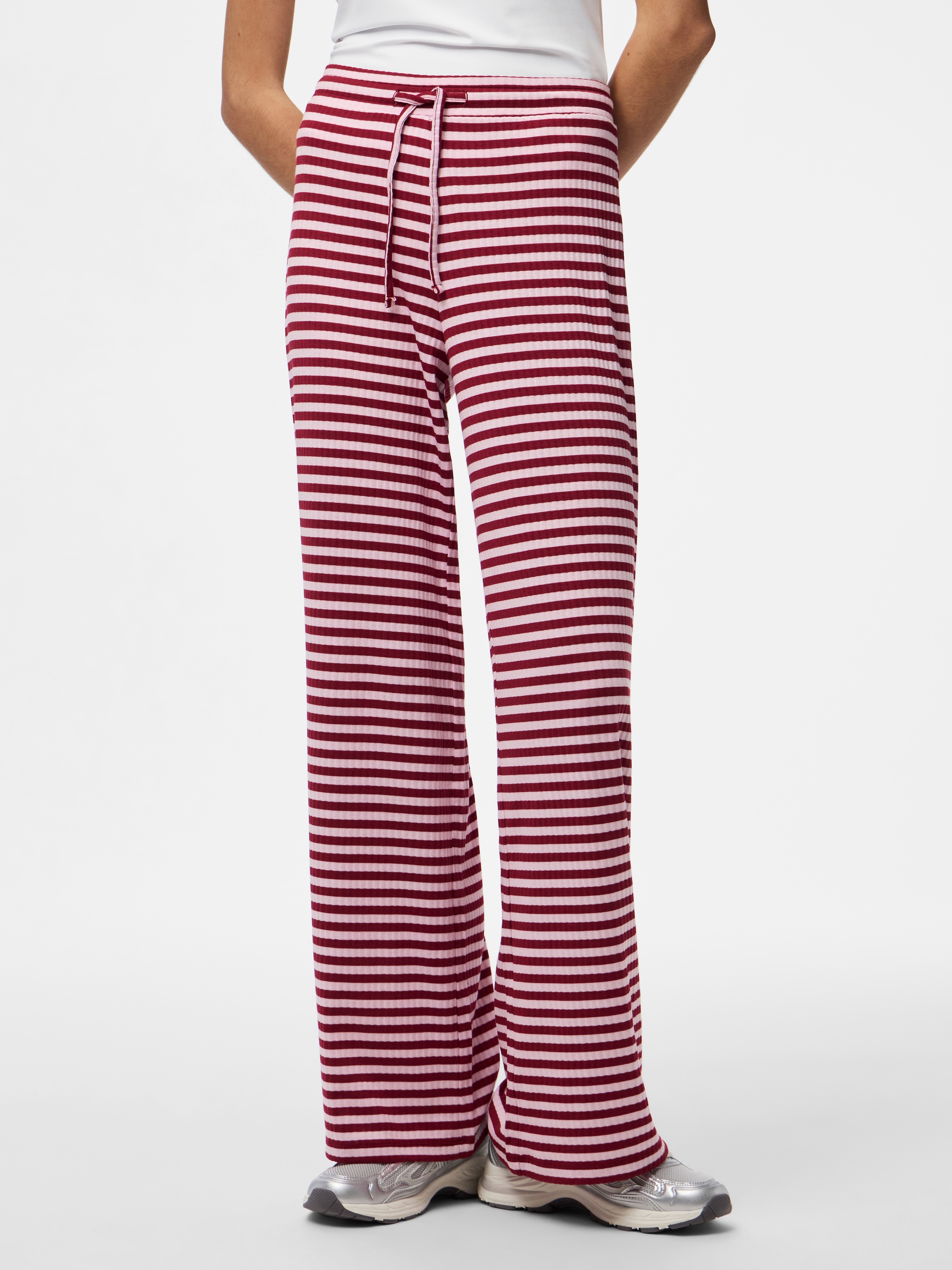 pieces Jerseyhose "PCLAYA MW WIDE PANTS JRS NOOS" Materialmix, regular fit