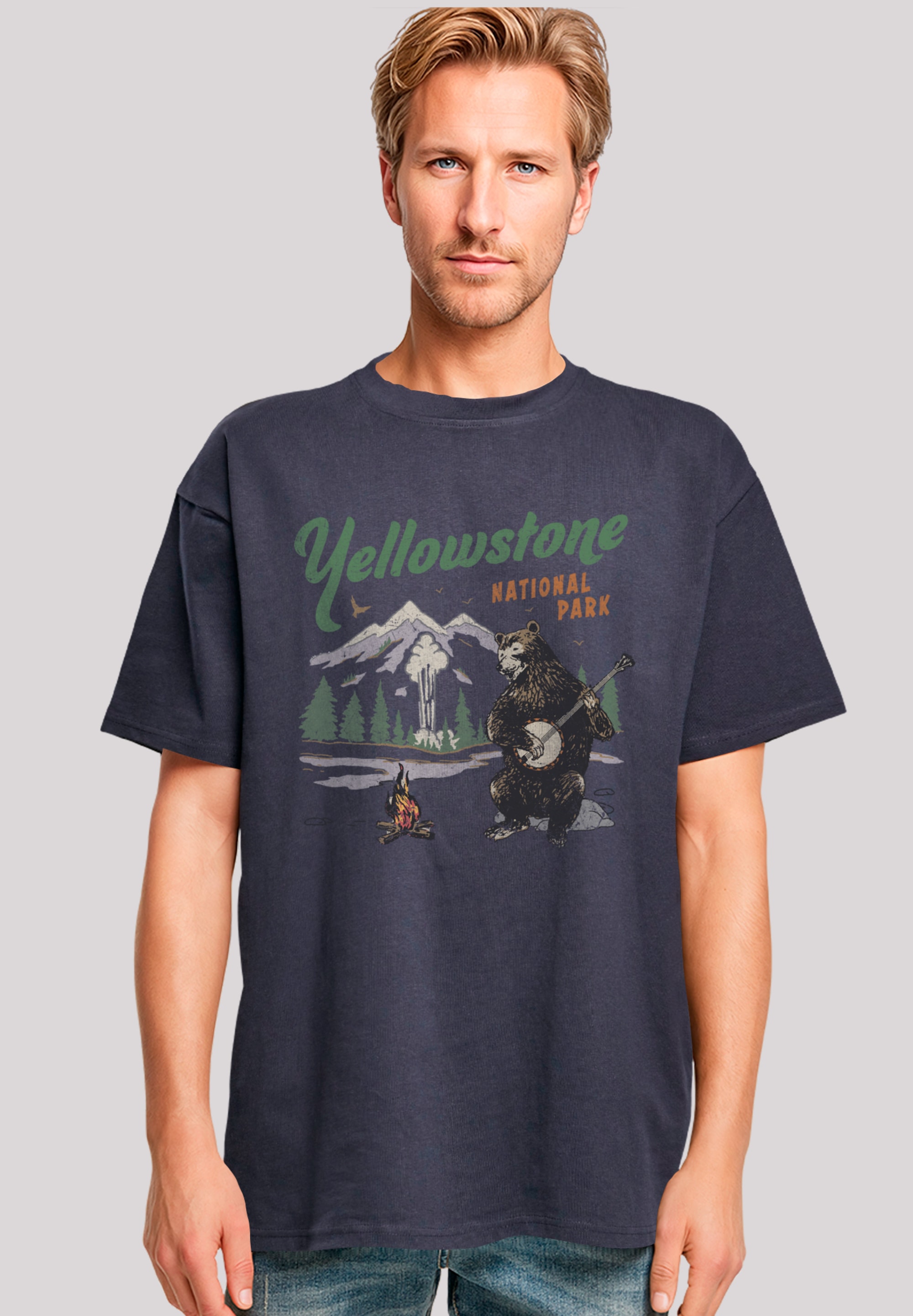F4NT4STIC T-Shirt "US National Parks Yellowstone Bear Playing Banjo", Premi günstig online kaufen