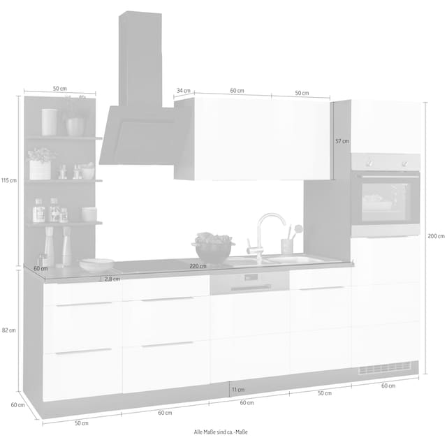 HELD MÖBEL Küchenzeile »Brindisi«, mit E-Geräten, Breite 280 cm bestellen |  BAUR