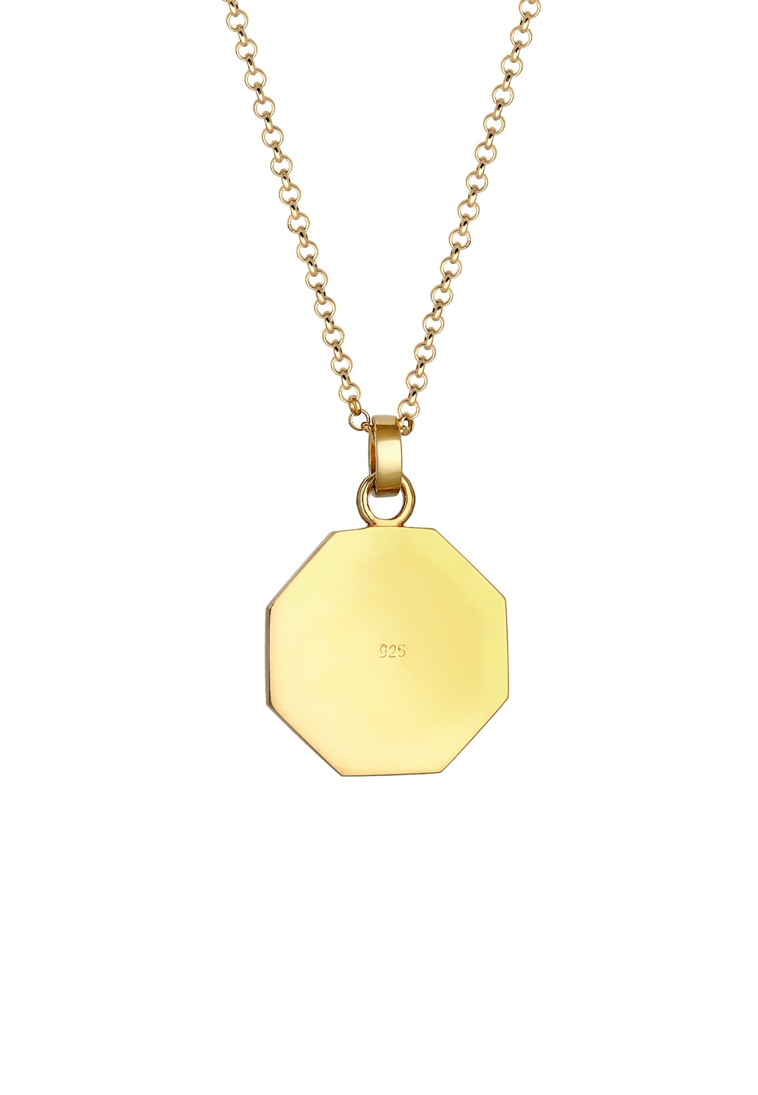 Elli Kette mit Anhänger »Bagua Symbol Münze Vintage 925 Silber vergoldet«