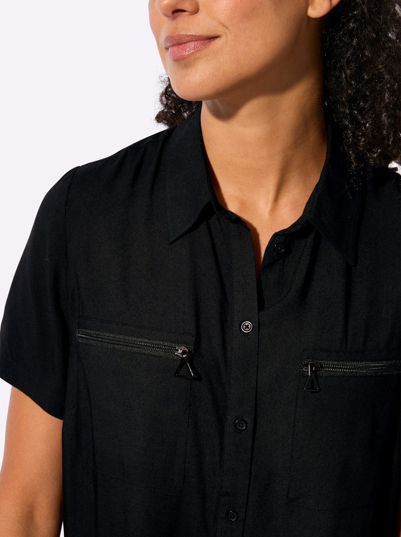 Longbluse INSPIRATIONEN, Damen, Gr. 48, schwarz, 100% Viskose, unifarben, Blusen Longbluse 3