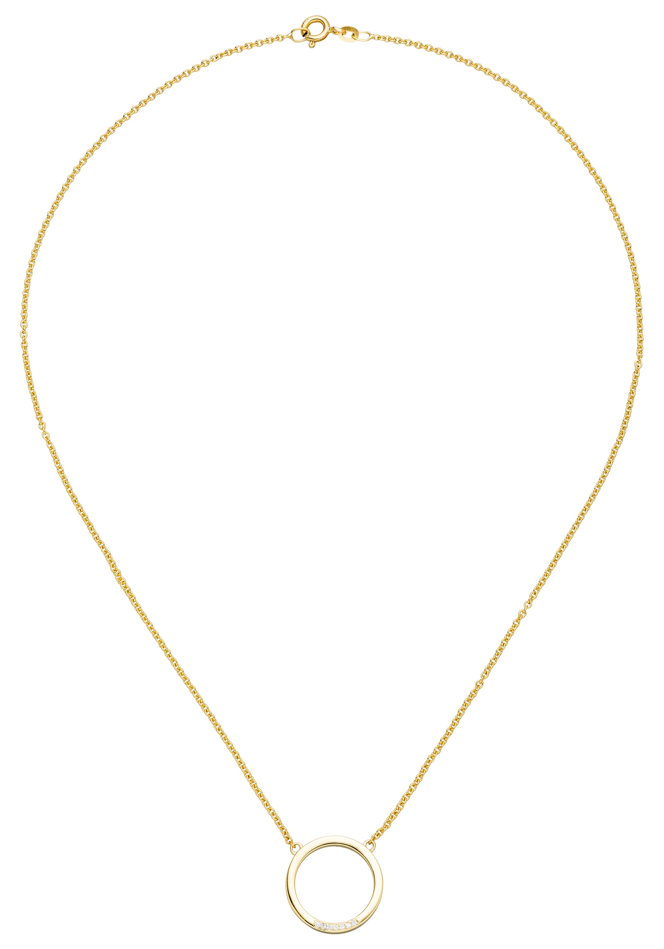 JOBO Kette mit Anhänger »Kreis Ring« 585 Gold 7 Diamanten 44 cm