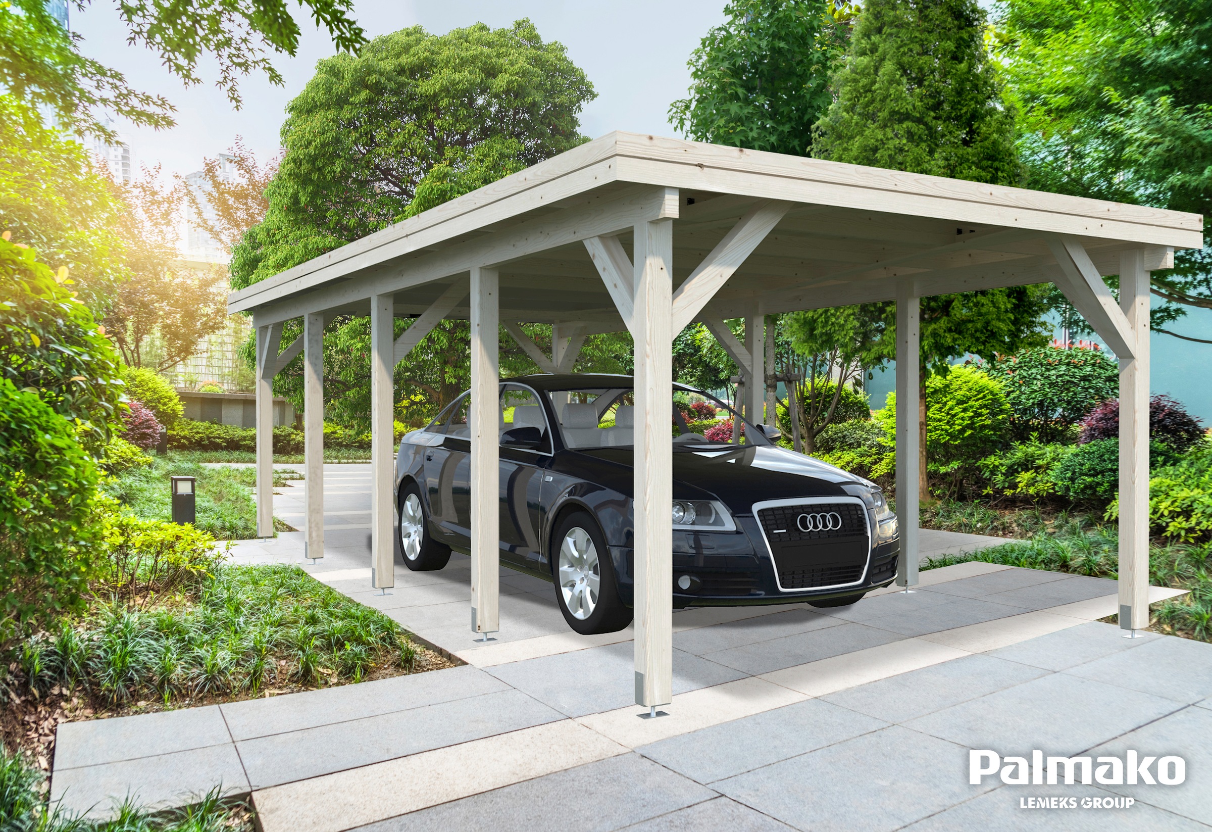 Palmako Einzelcarport "Karl" Massivholz natur