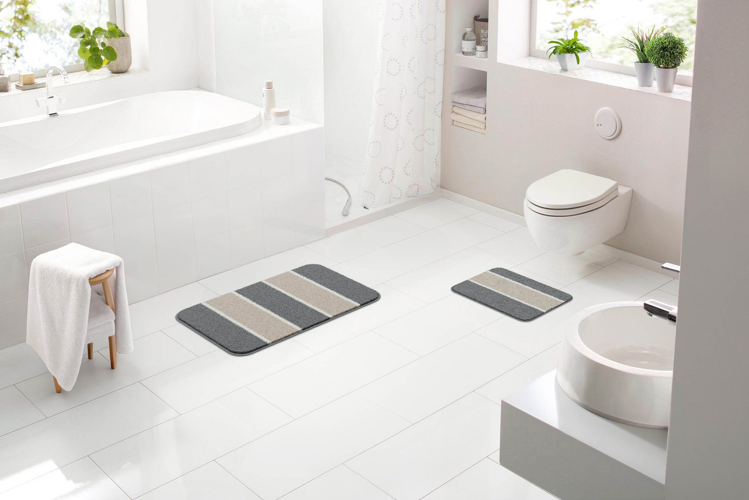 Linea Due Badematte "Waymore" Höhe 18 mm rutschhemmend beschichtet fußbodenheizungsgeeignet