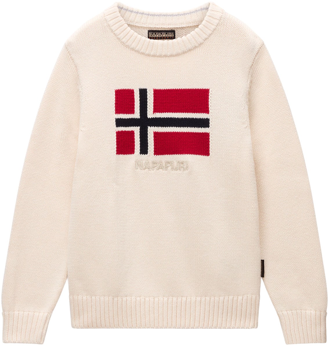 NAPAPIJRI Jungen Strickpullover, beige, Gr. 12, Strick, Obermaterial: 100% Baumwolle, Pullover, Rundhals, Rippbündchen