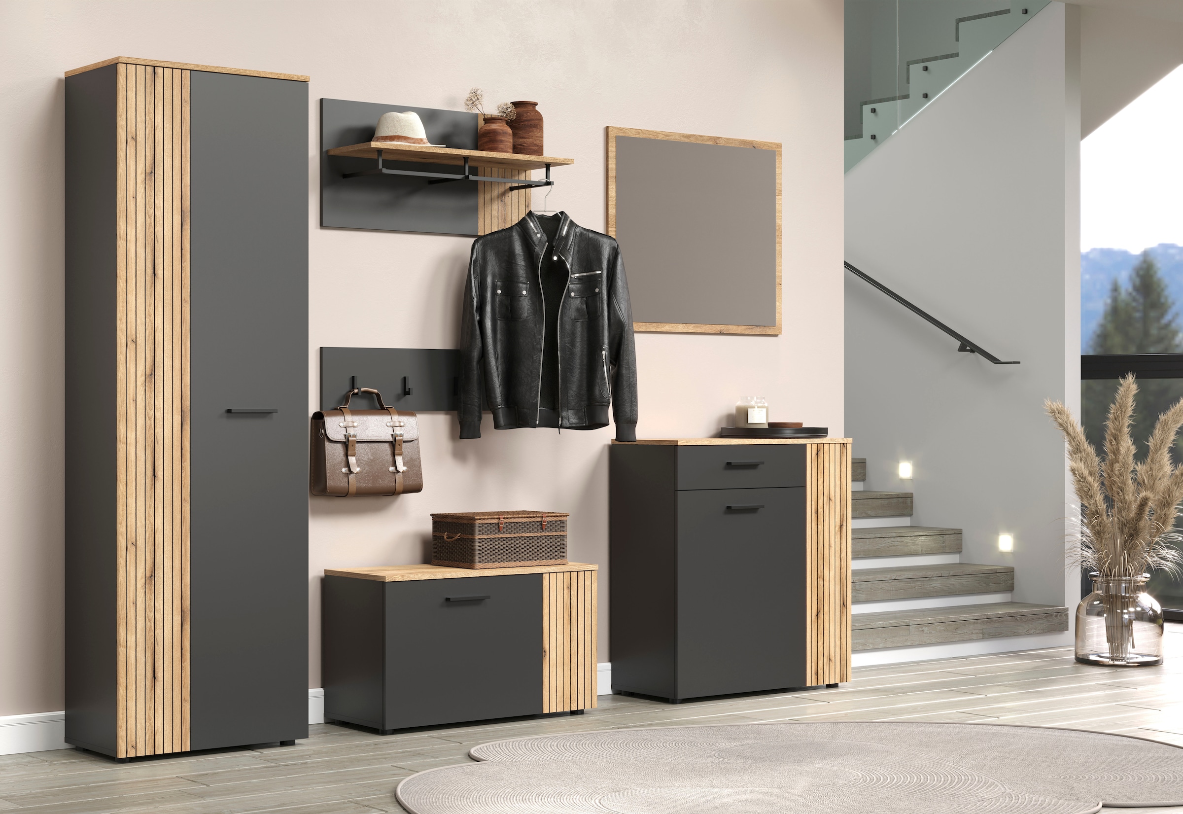 Home affaire Sitzbank »Estepona« 1 Stk. tlg. Schuhbank mit 2 Türen & 2 Einlegeböden – (B/T/H) 80/36/48 cm