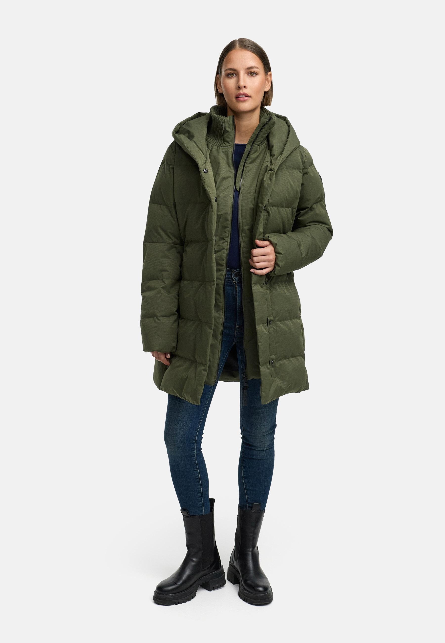 Ragwear Steppmantel »Niani YOUMODO« Warmer Wintermantel mit hohem Kragen und Kapuze