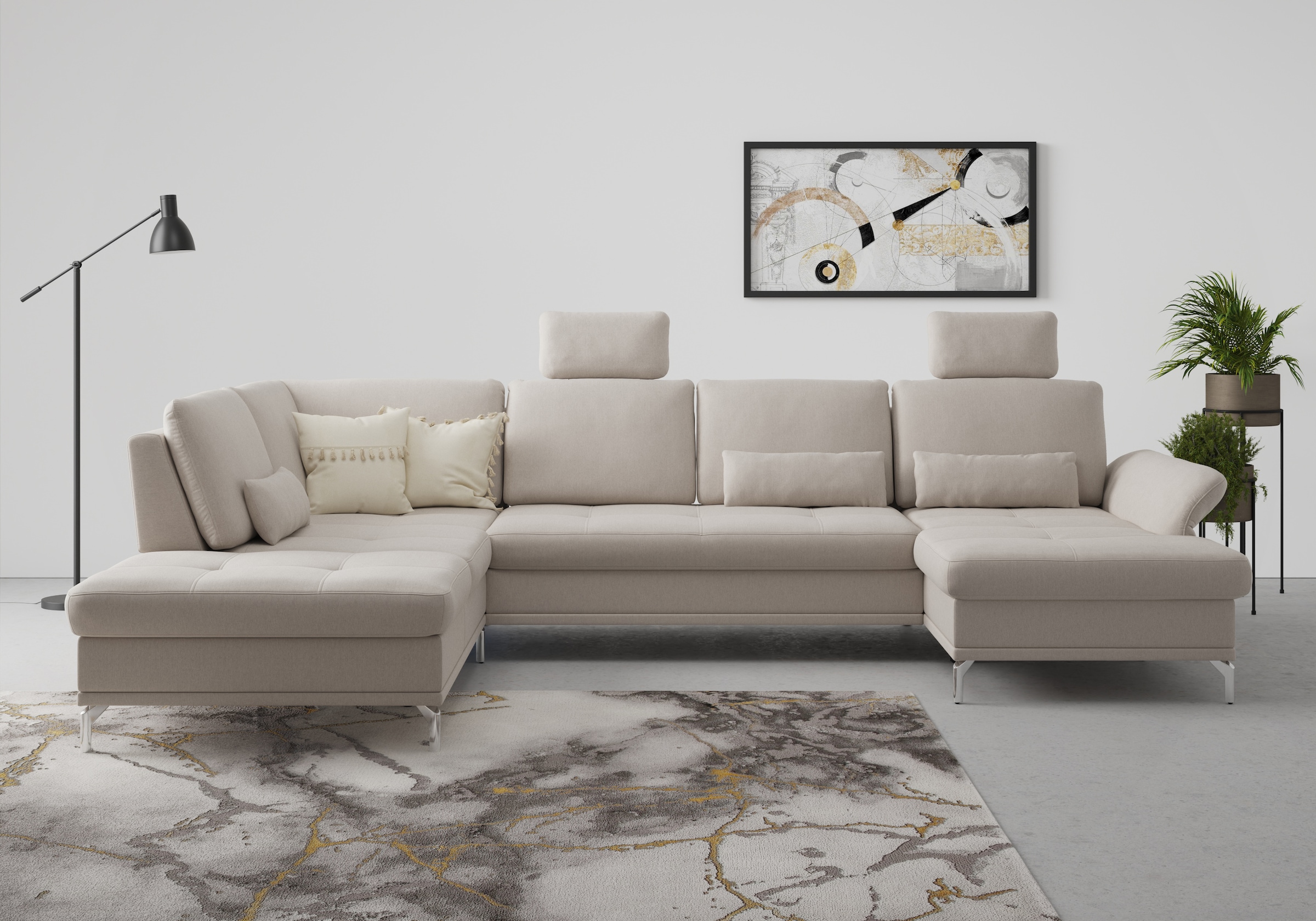 Home affaire Wohnlandschaft "Palm Beach U-Form" Federkern, mit Sitztiefenve günstig online kaufen