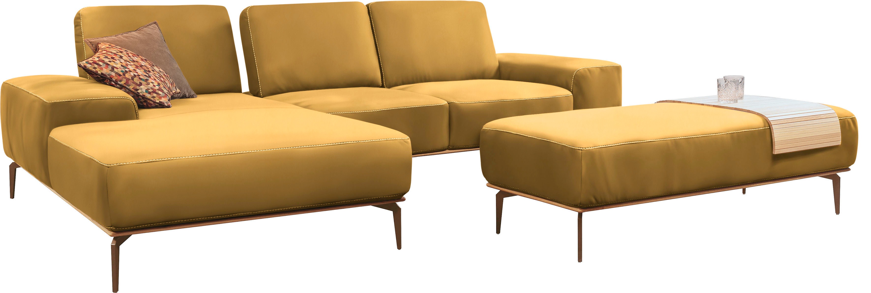 Thumbnail - W.SCHILLIG Ecksofa "run, Designsofa mit tollem Sitzkomfort, bequem, L-Form", mit Holzsockel, Füße in Bronze pulverbeschi...