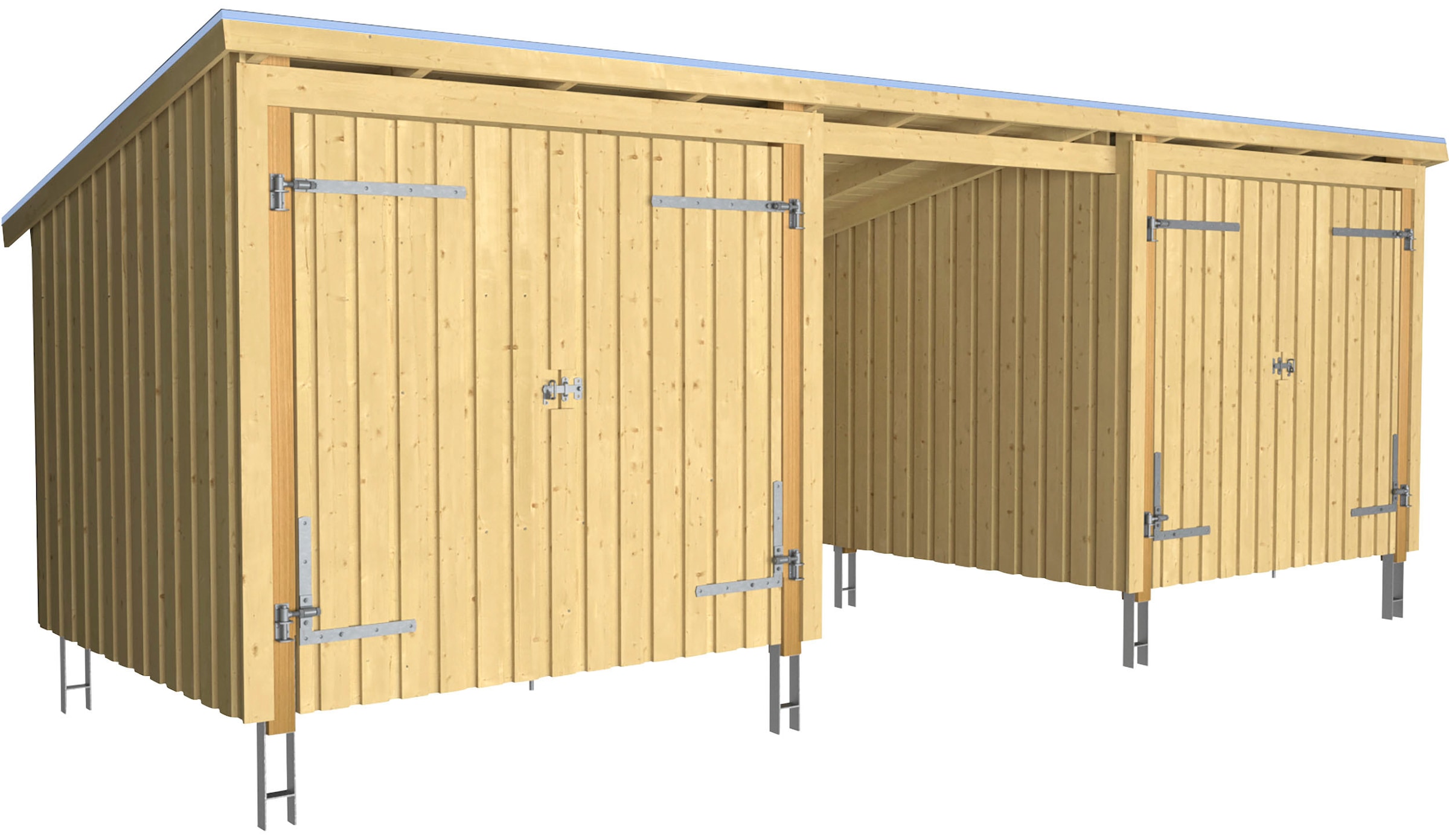 PLUS Gartenhaus "Nordic Multi" Gartenhaus 14 m², Doppeltür, inkl. Dachpappe günstig online kaufen