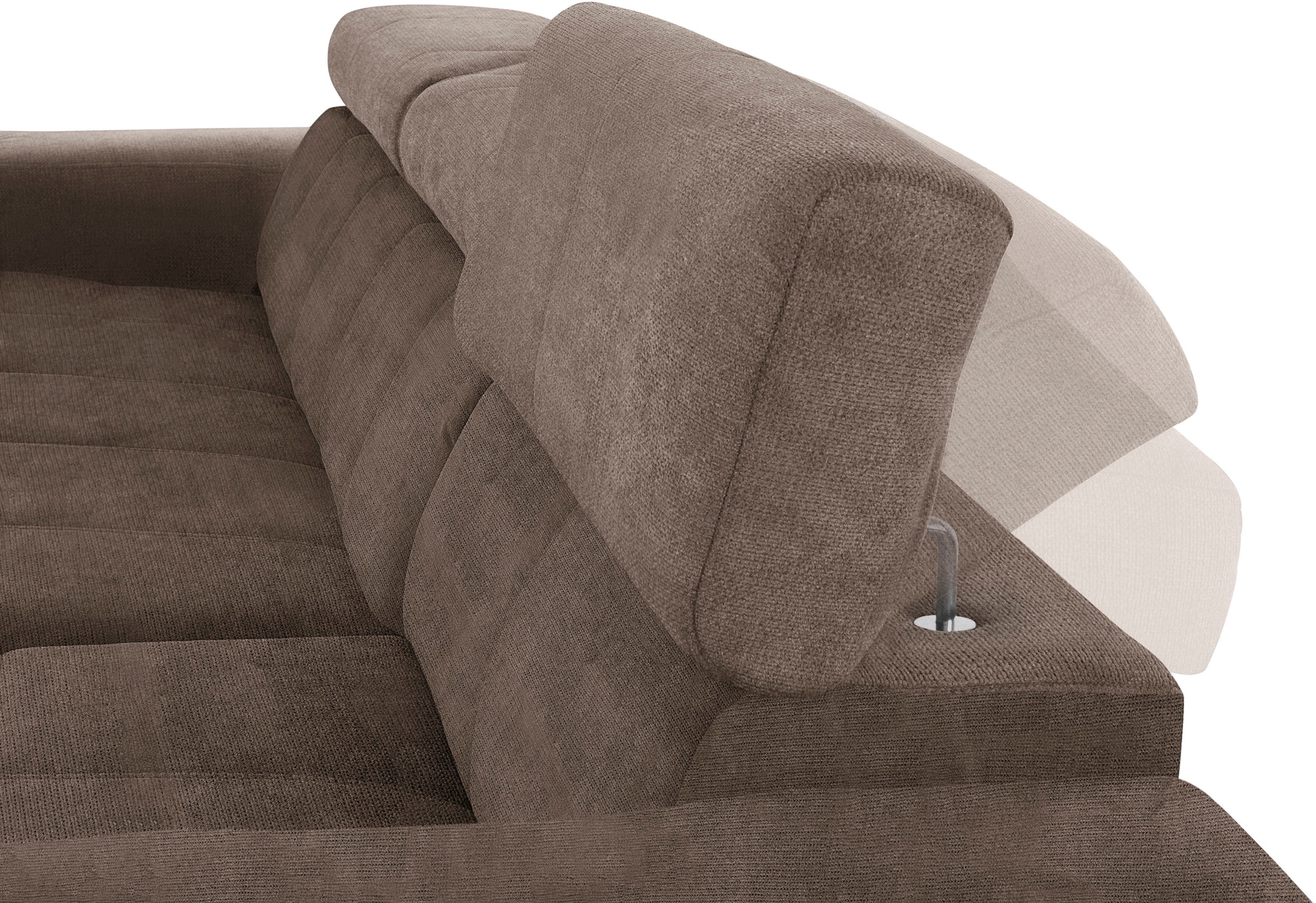 DOMO collection Ecksofa »Brandon Sitzbelastung 140 kg, große Ausführung, B/T/H: 289/177/80 cm«, mit Kopfteilverstellung, wahlweise Sitztiefenverstellung, L-Form