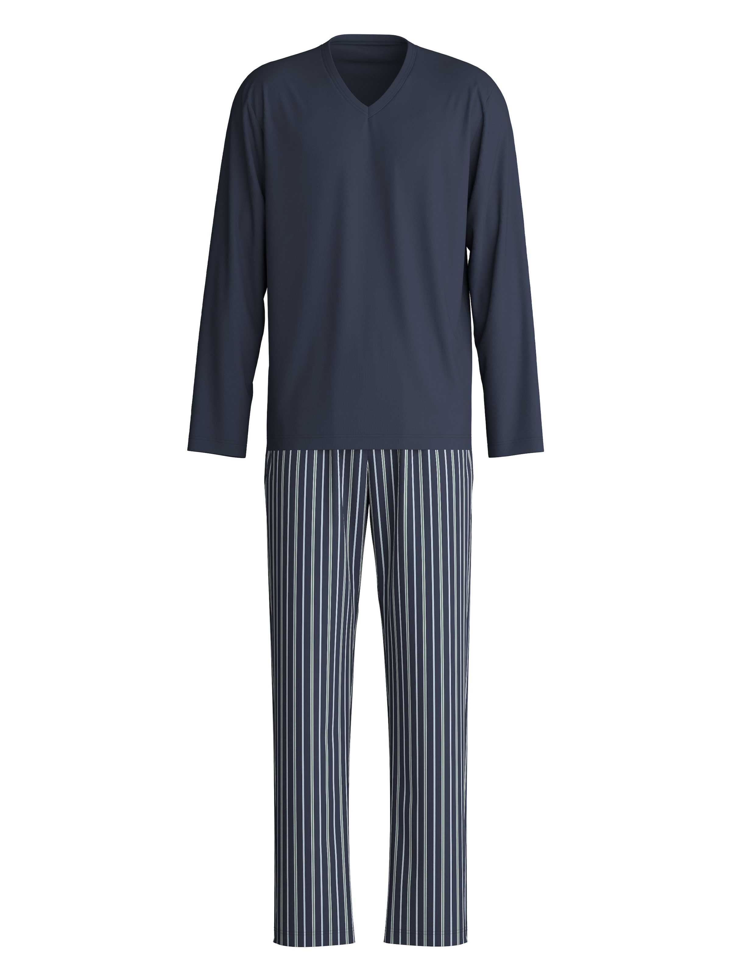 CALIDA Schlafanzug »Cotton Special«, (2 tlg.), Langarm, V-Ausschnitt, Comfort Fit, lange Hose