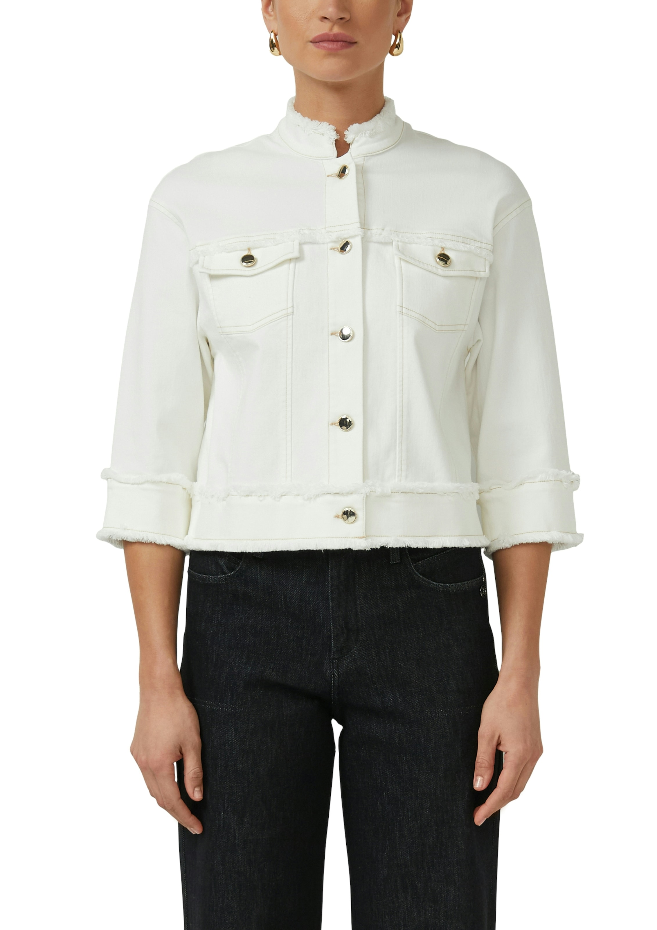 s.Oliver BLACK LABEL Kurzblazer 3/4-Arm mit Fransen und goldener Knopfleiste