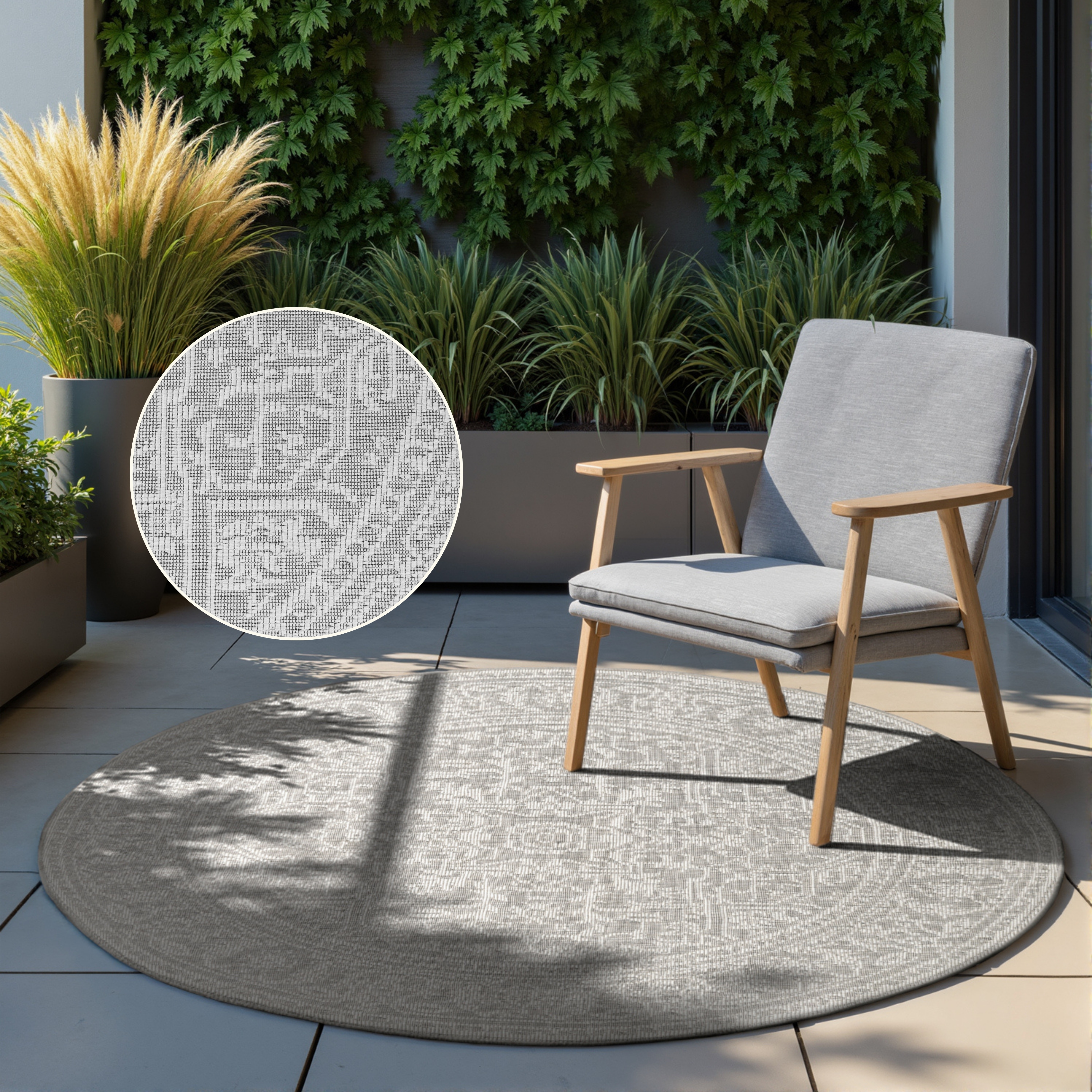 HANSE Home "Kona Wendeteppich" rund 5 mm Höhe In und Outdoor, Flachgewebe, wetterfest, pflegeleicht, robust