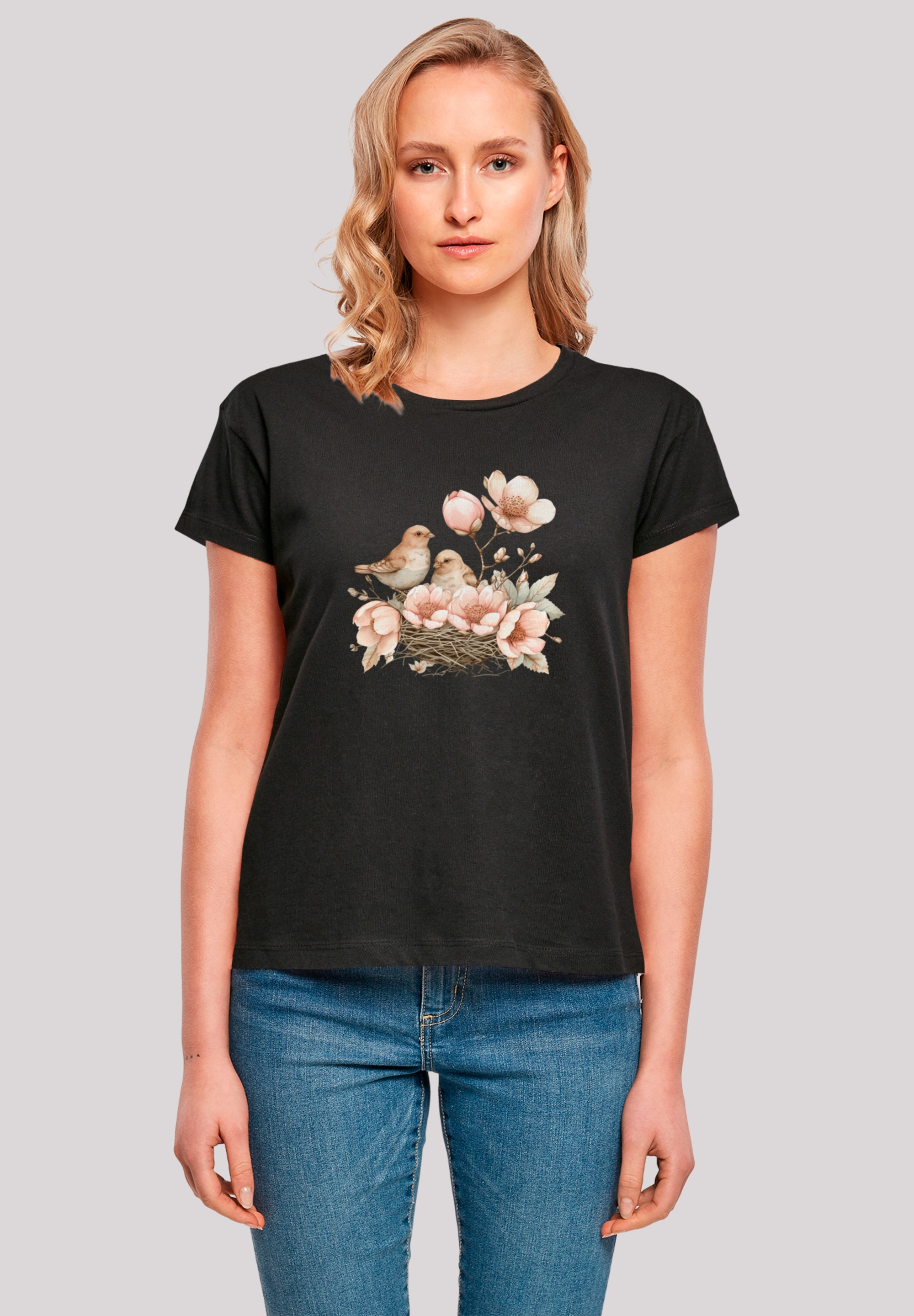 F4NT4STIC T-Shirt "Vogelnest Blumen", Premium Qualität günstig online kaufen