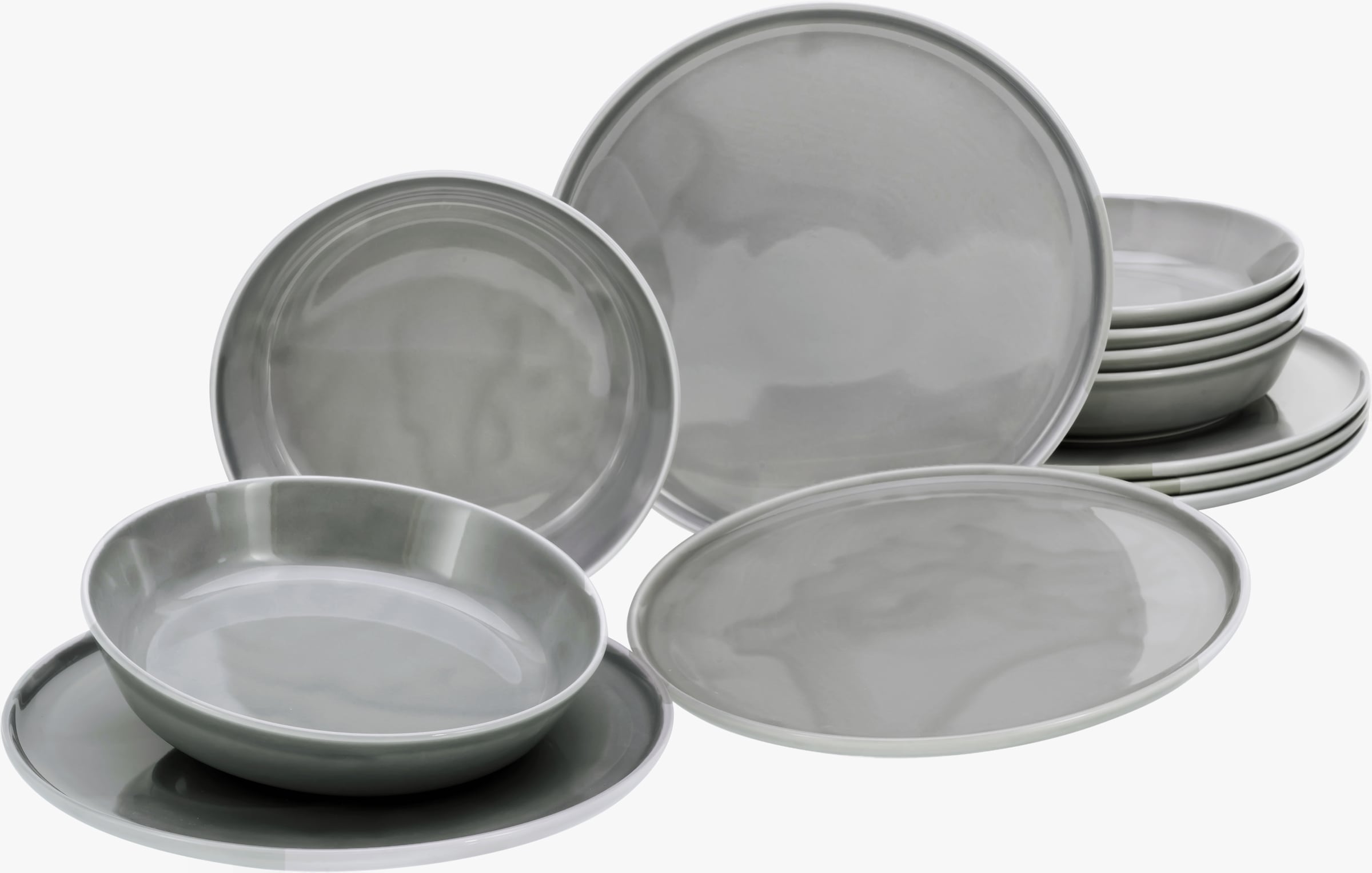 CreaTable Tafelservice »Teller Set, Geschirr-Set Chef Collection« Suppenteller, Speiseteller, nordisches Design, 12 Teile für 6 Personen